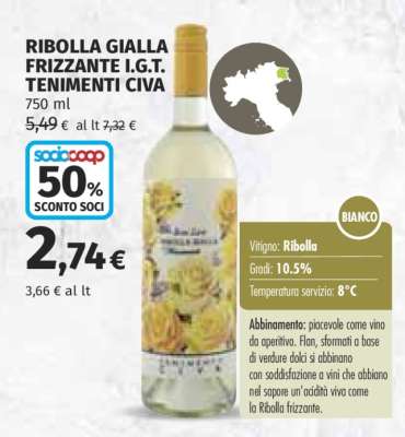 RIBOLLA GIALLA FRIZZANTE I.G.T. TENIMENTI CIVA