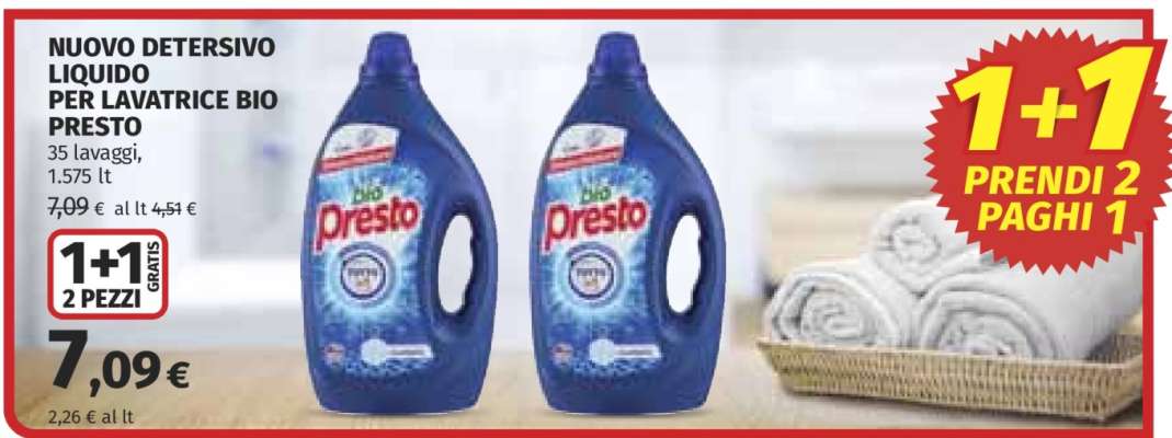 Nuovo Detersivo Liquido per Lavatrice Bio Presto