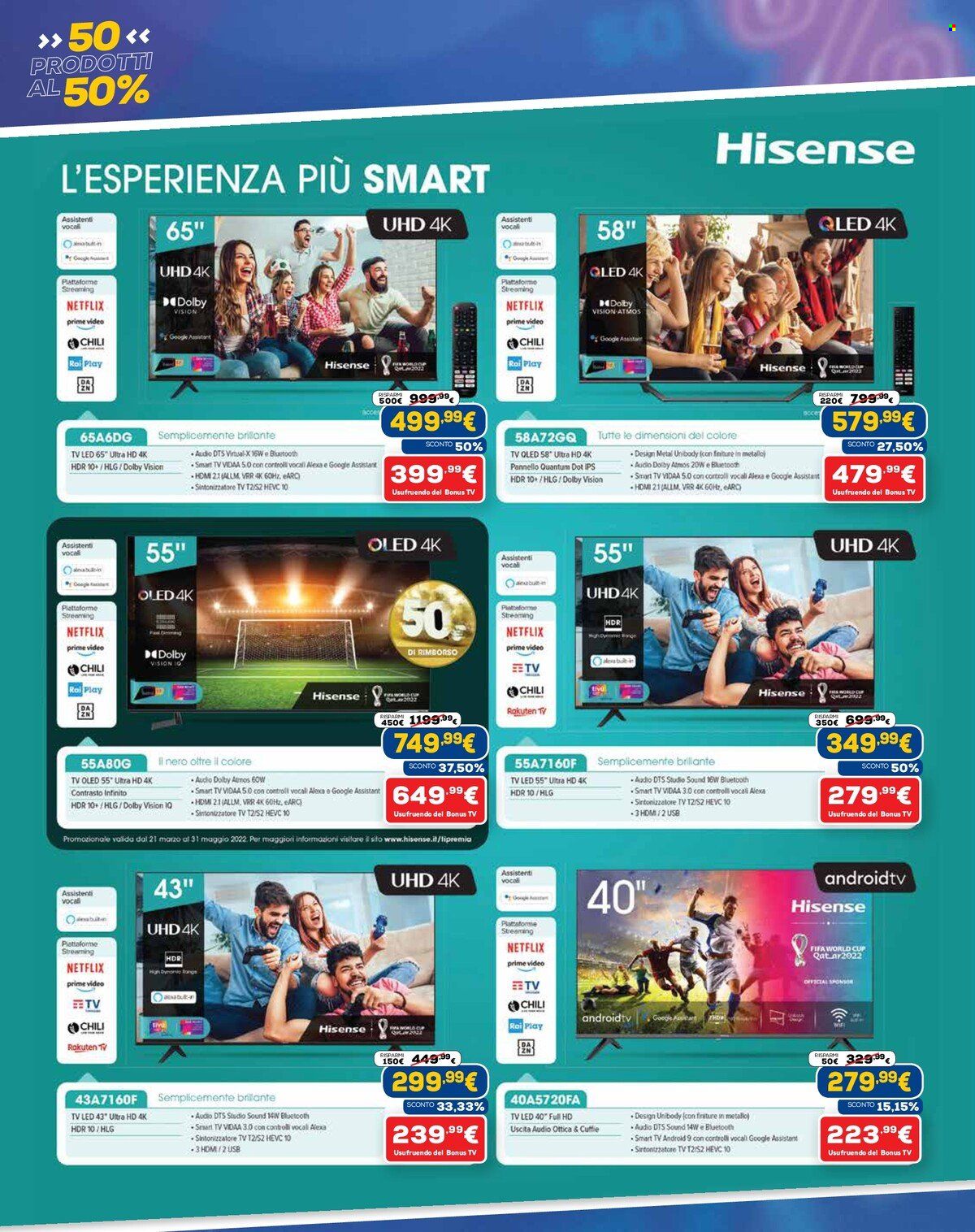 Volantino Euronics - 11/5/2022 - 25/5/2022 - Prodotti in offerta - Smart TV, Ultra HD, LED TV, televisore. Pagina 6.