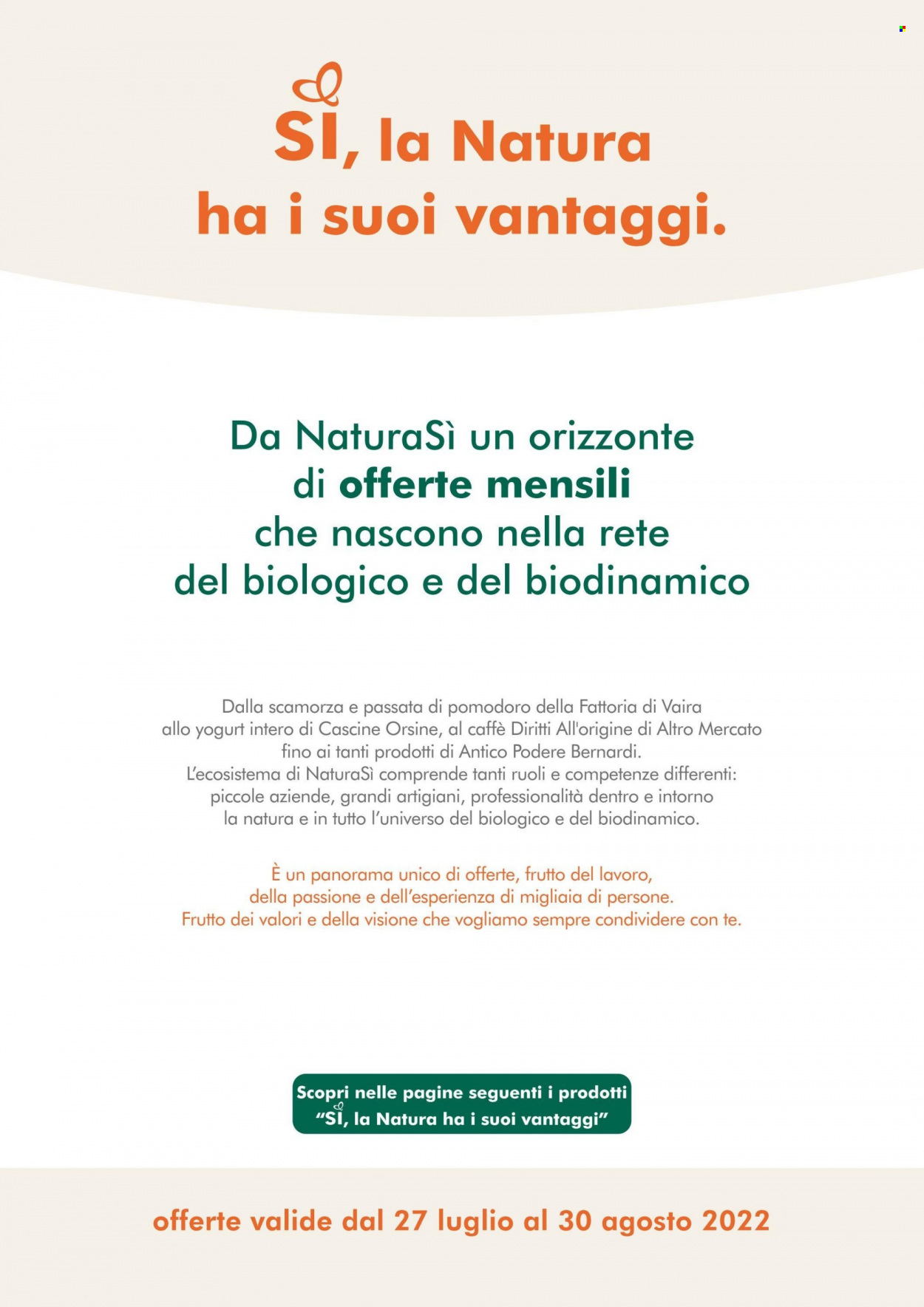 Volantino Natura Sì - 29.6.2022 - 27.9.2022. Pagina 2.