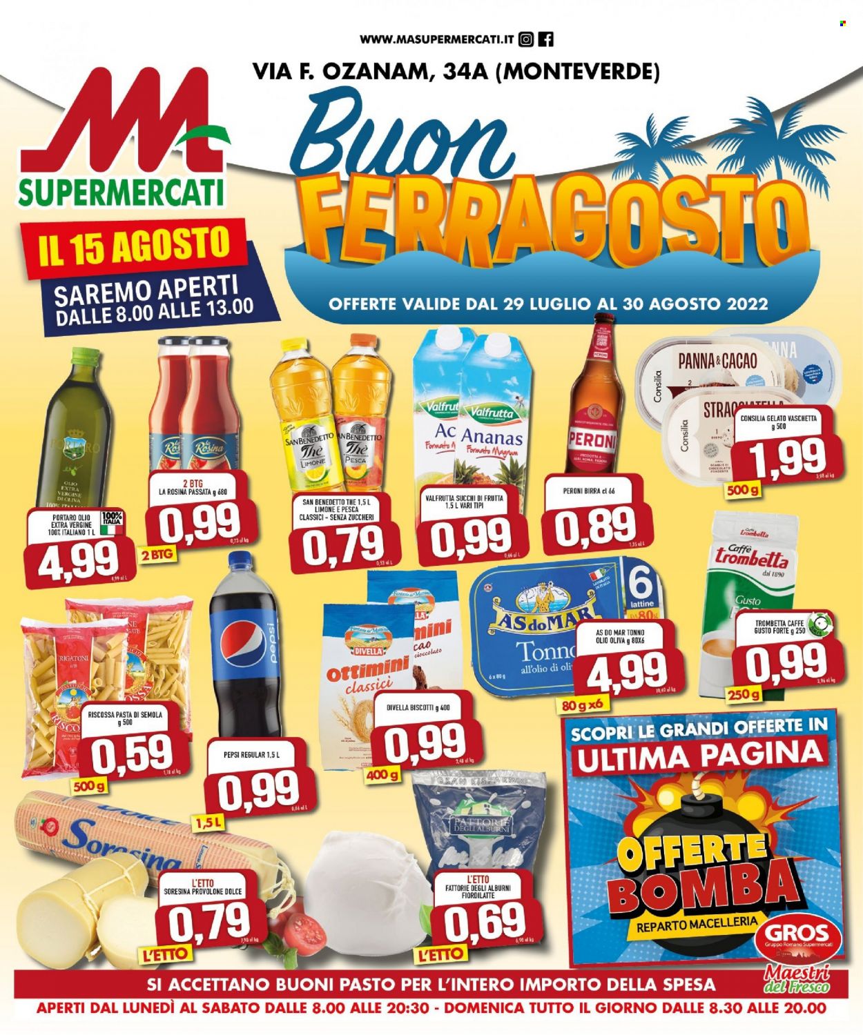 Volantino M.A. Supermercati - 29.7.2022 - 30.8.2022. Pagina 1.