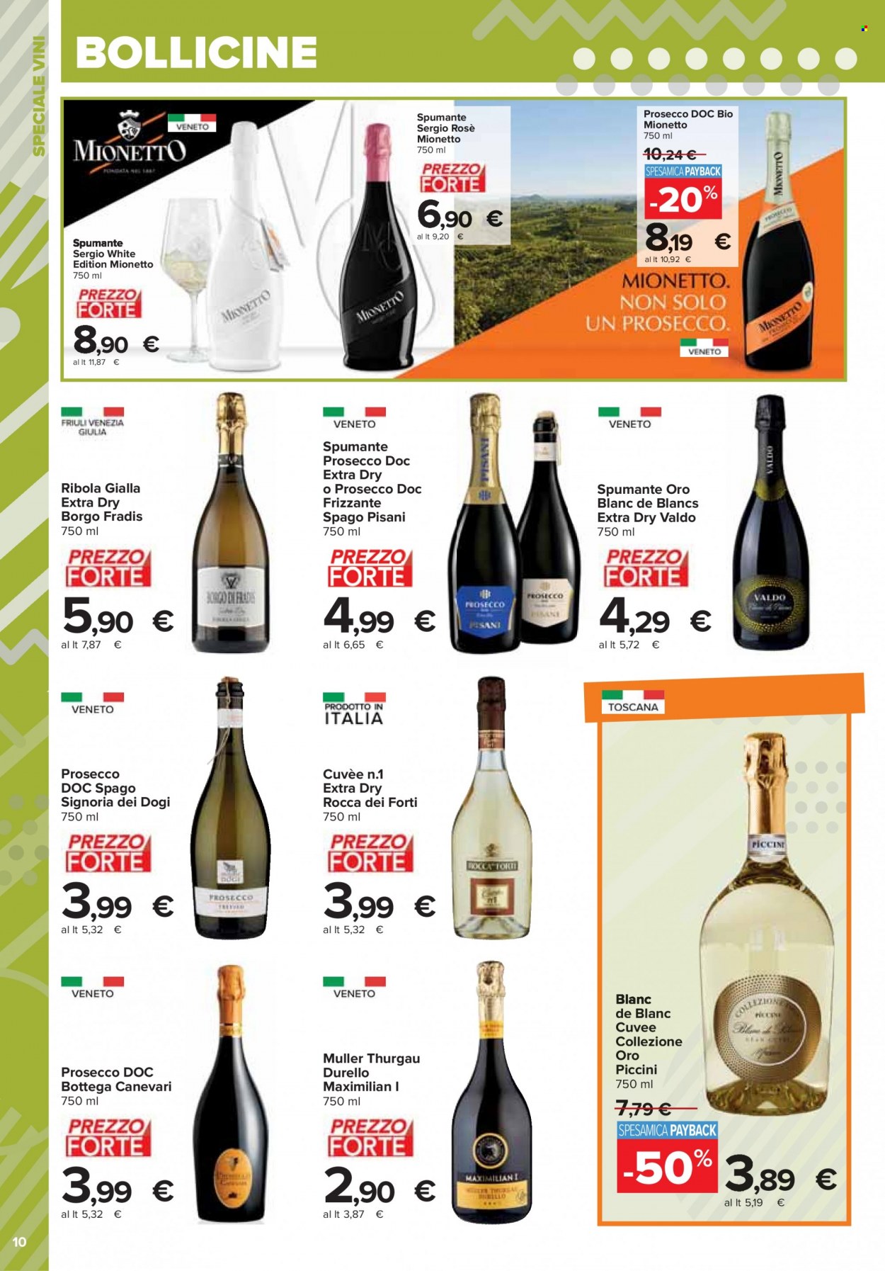 Volantino Carrefour - 21/11/2022 - 2/1/2023 - Prodotti in offerta - Spumante, Prosecco, Müller-Thurgau, vino, Signoria dei Dogi. Pagina 10.