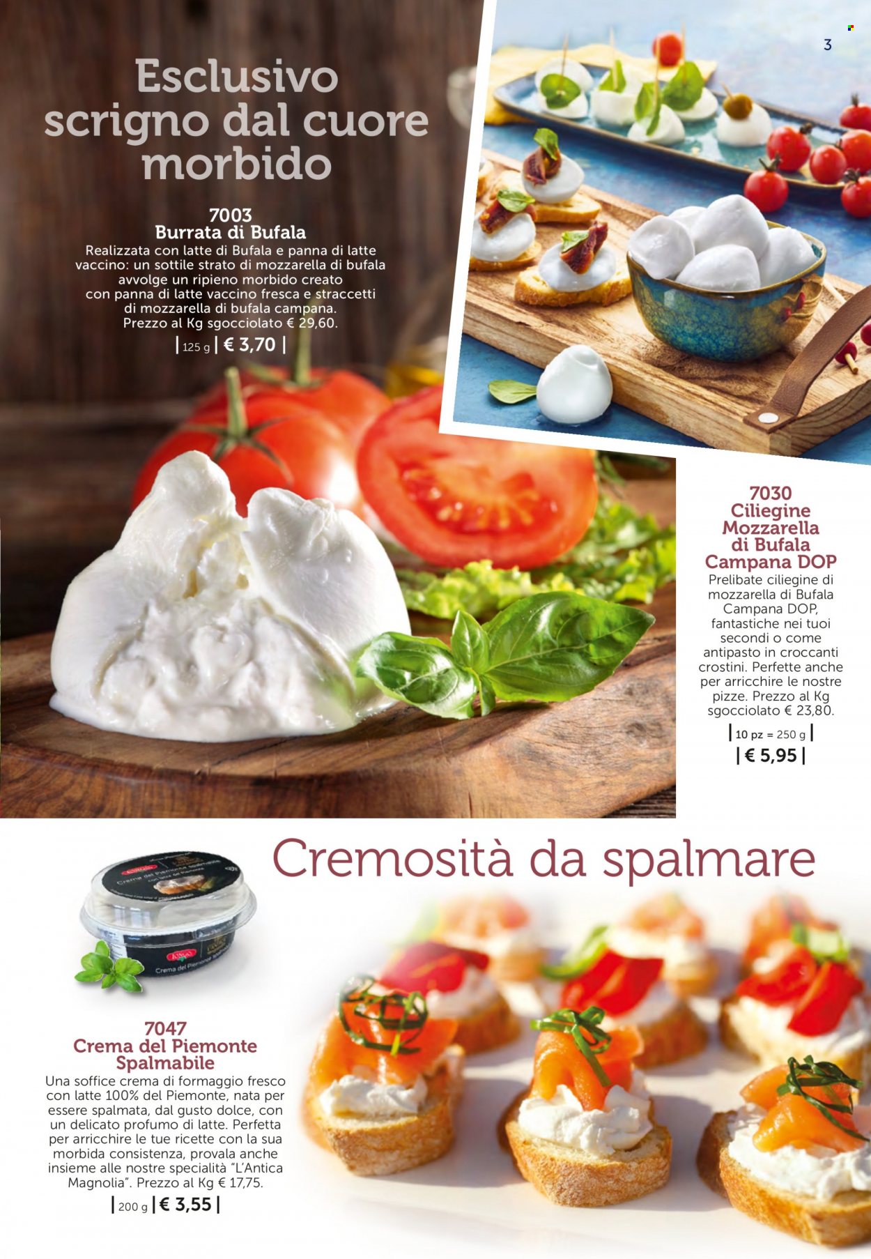 thumbnail - Volantino Bofrost - Prodotti in offerta - mozzarella, burrata, formaggio fresco, bocconcini di mozzarella, mozzarella di bufala, crostini. Pagina 3.