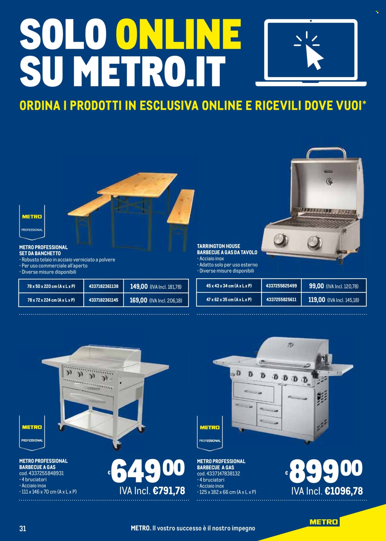 thumbnail - Volantino Metro - 8/2/2024 - 29/5/2024 - Prodotti in offerta - barbecue a gas, barbecue. Pagina 31.