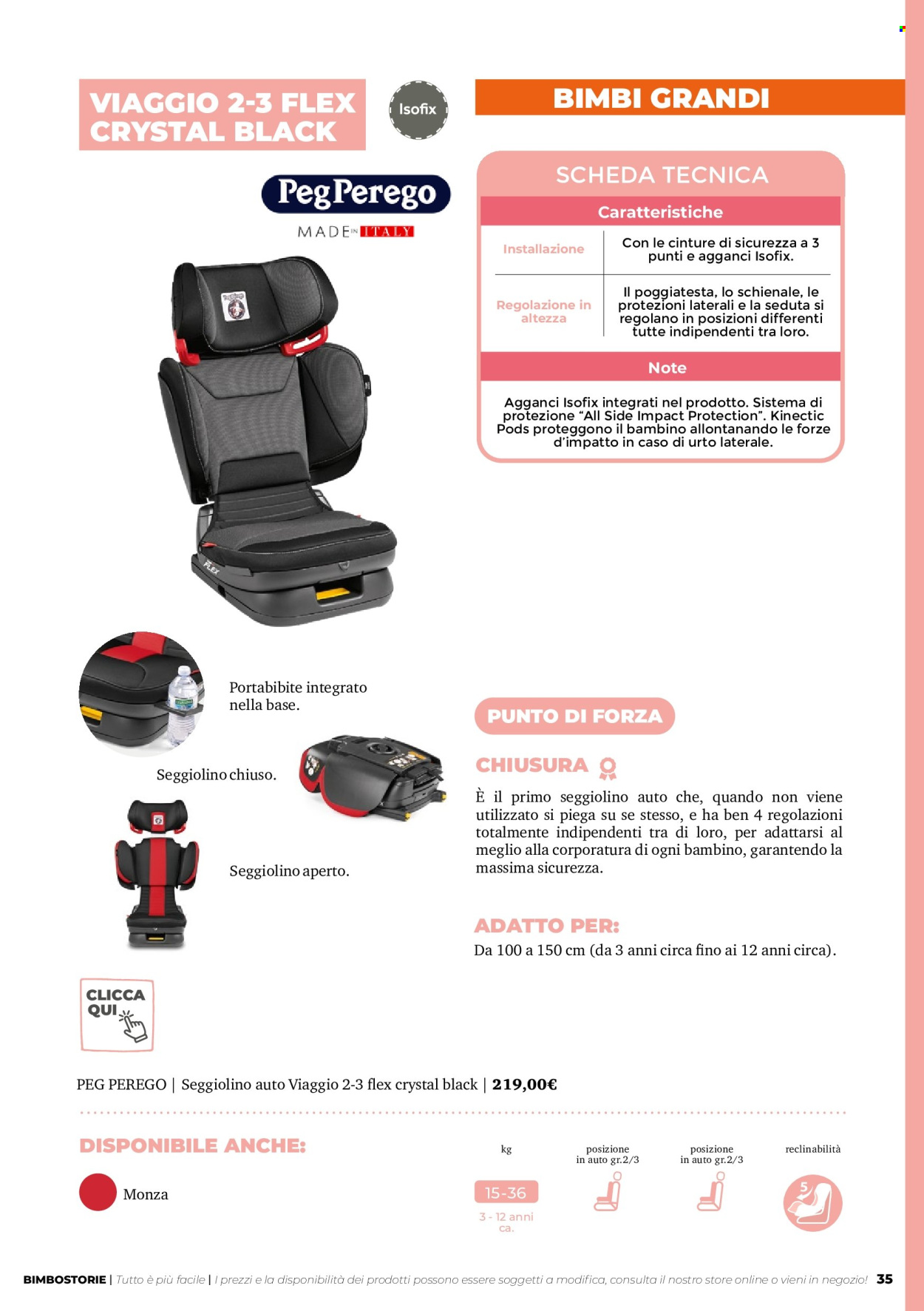 thumbnail - Volantino Bimbo Store - Prodotti in offerta - seggiolino per auto, schienale. Pagina 35.