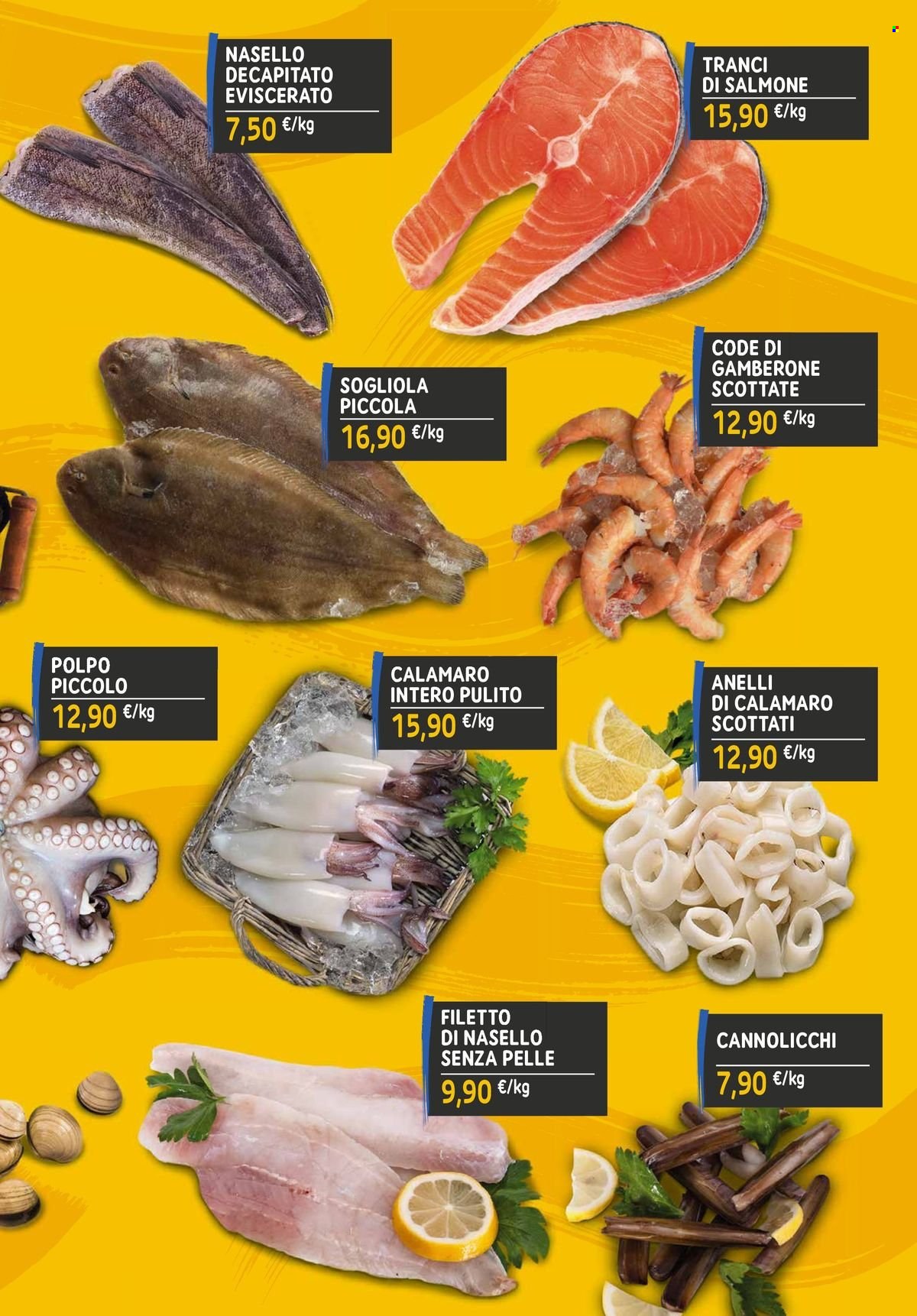 thumbnail - Volantino Sapore di Mare - Prodotti in offerta - salmone, calamari, cannolicchi, sogliola, polpo, nasello. Pagina 5.