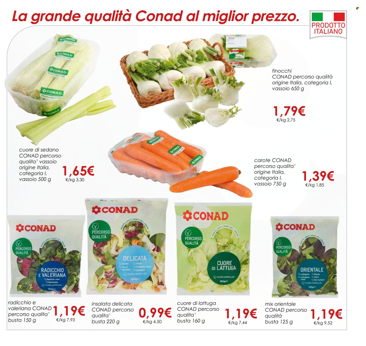 thumbnail - Volantino Conad - 1/3/2024 - 30/4/2024 - Prodotti in offerta - insalata mista, carote, finocchio, sedano, busta. Pagina 9.