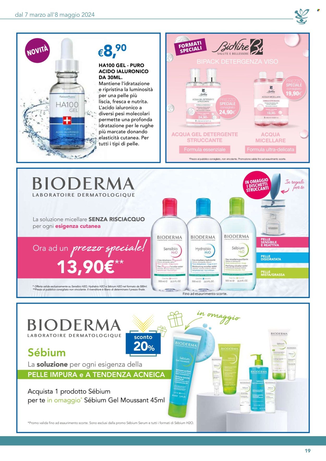 thumbnail - Volantino Migross - 7/3/2024 - 8/5/2024 - Prodotti in offerta - detergente, acqua micellare, detergente viso. Pagina 19.
