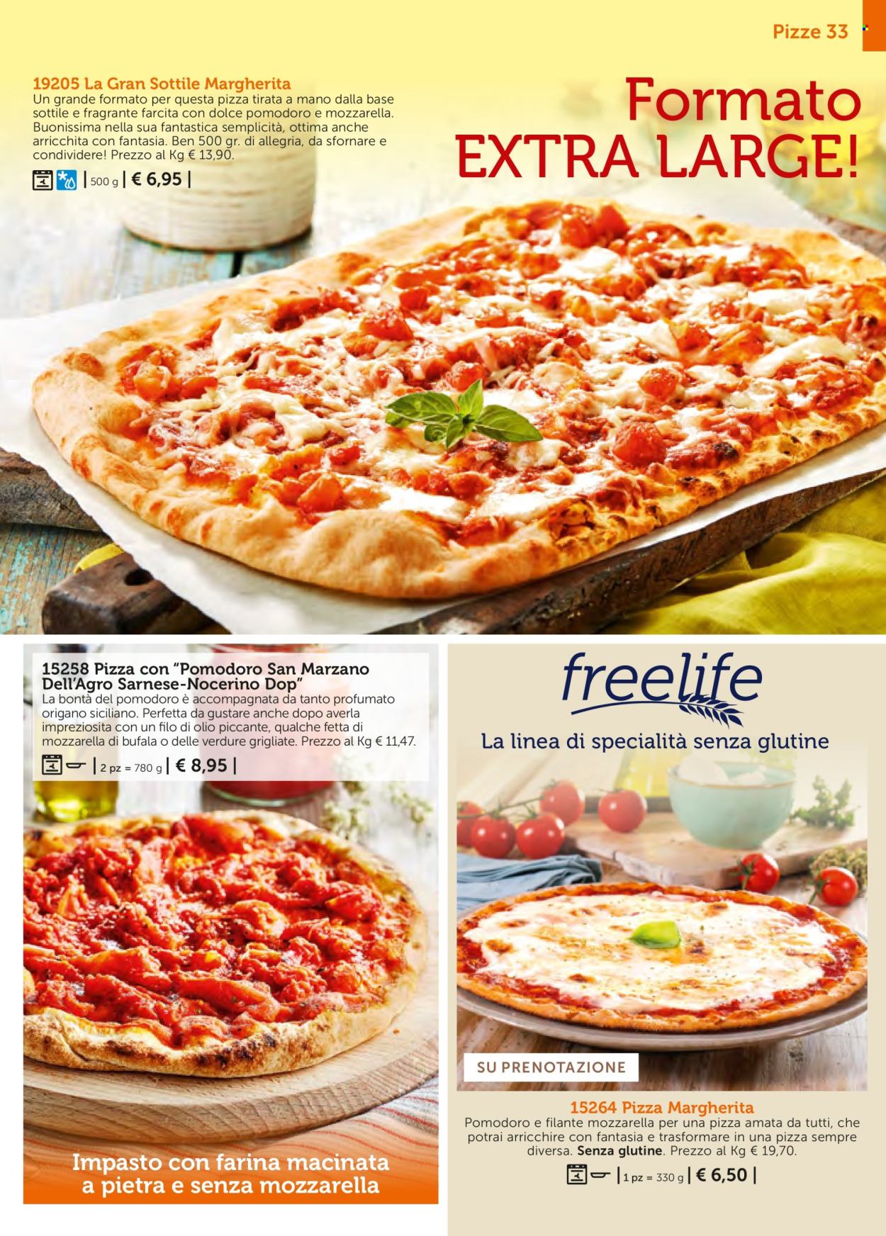 thumbnail - Volantino Bofrost - Prodotti in offerta - mozzarella di bufala, pizza, pizza Margherita, dolce. Pagina 33.