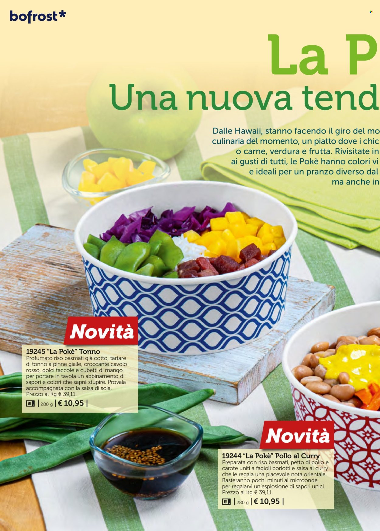 thumbnail - Volantino Bofrost - Prodotti in offerta - petto di pollo, tonno, poke bowl, tartare di pesce, taccole, fagioli borlotti. Pagina 46.