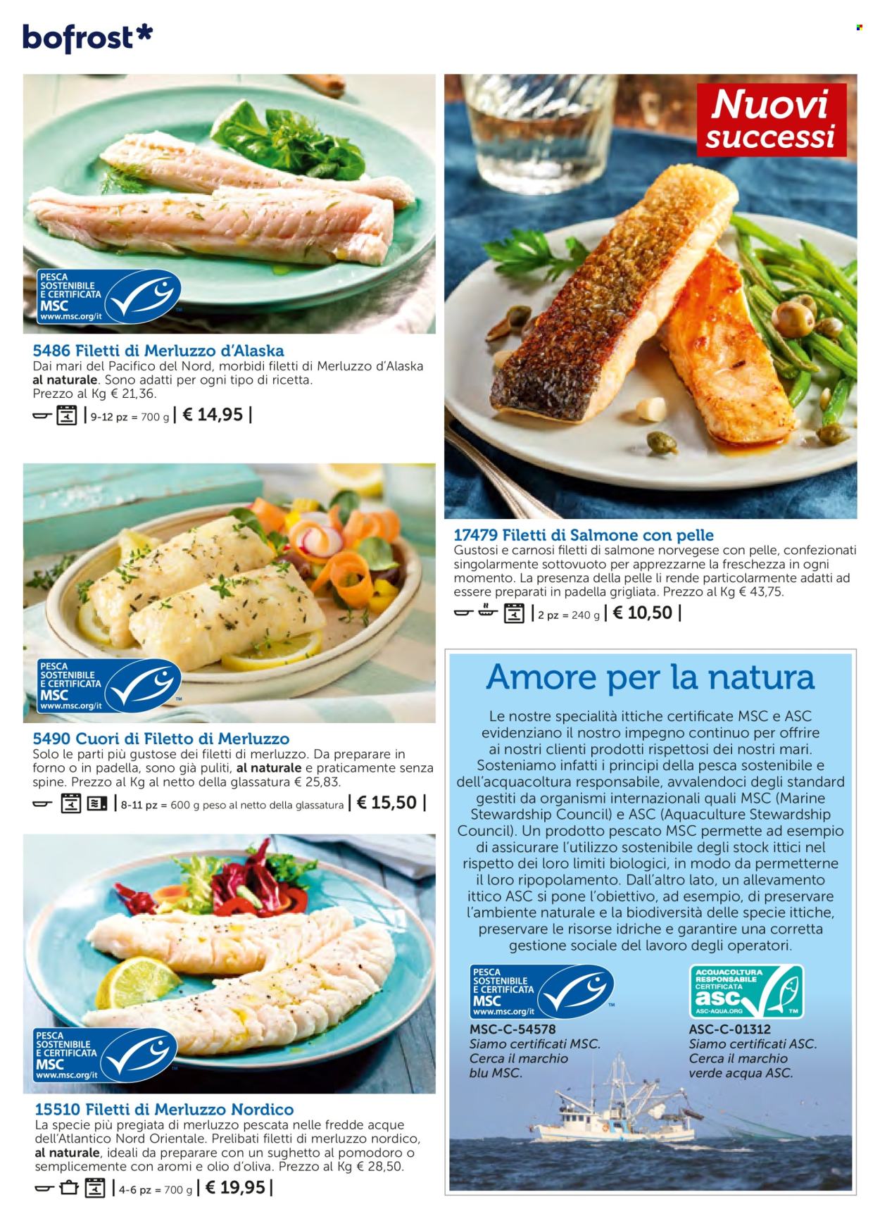 thumbnail - Volantino Bofrost - Prodotti in offerta - salmone, filetti di merluzzo, merluzzo. Pagina 108.