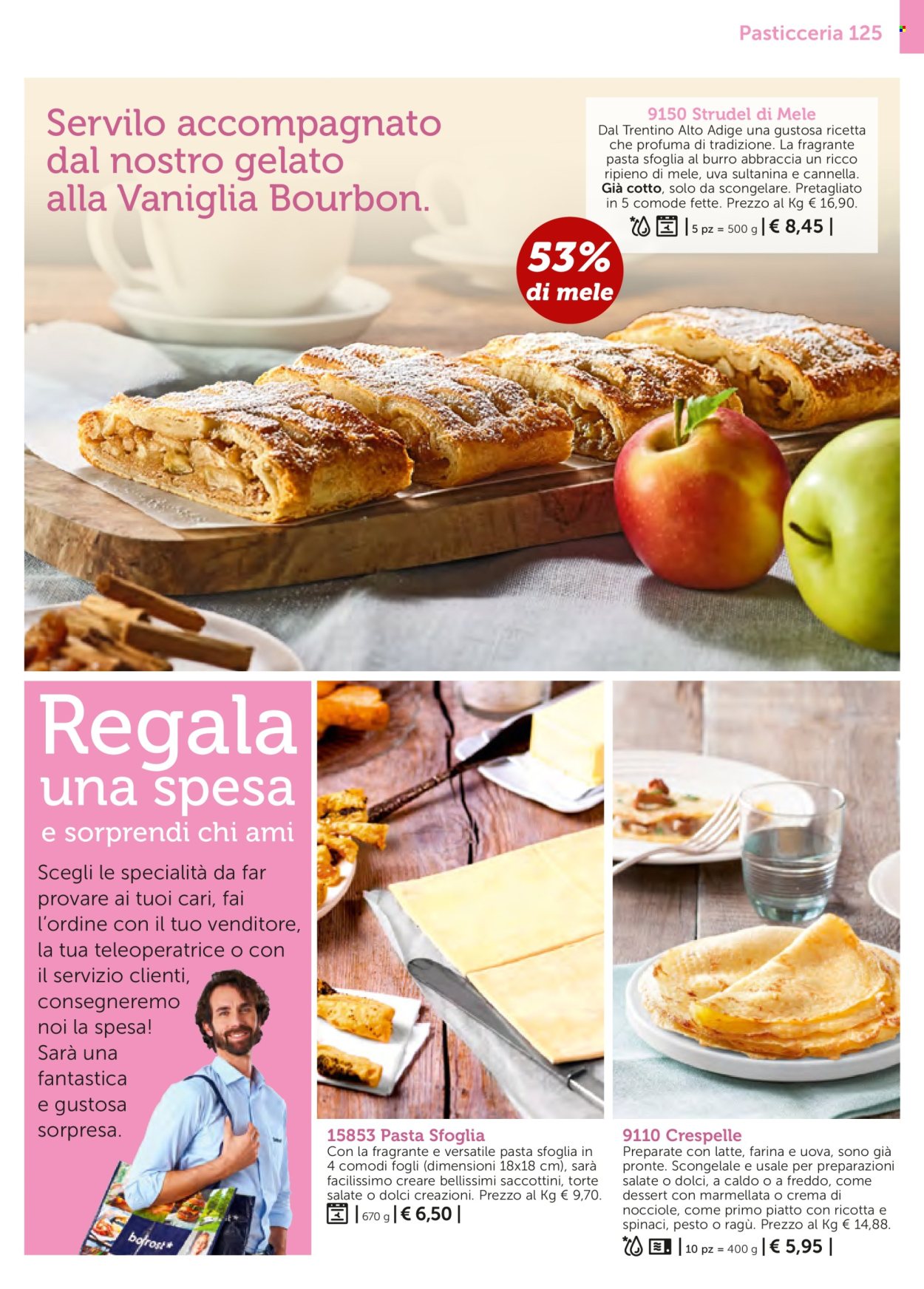 thumbnail - Volantino Bofrost - Prodotti in offerta - strudel, crespelle, ragù, pasta sfoglia, gelato. Pagina 125.