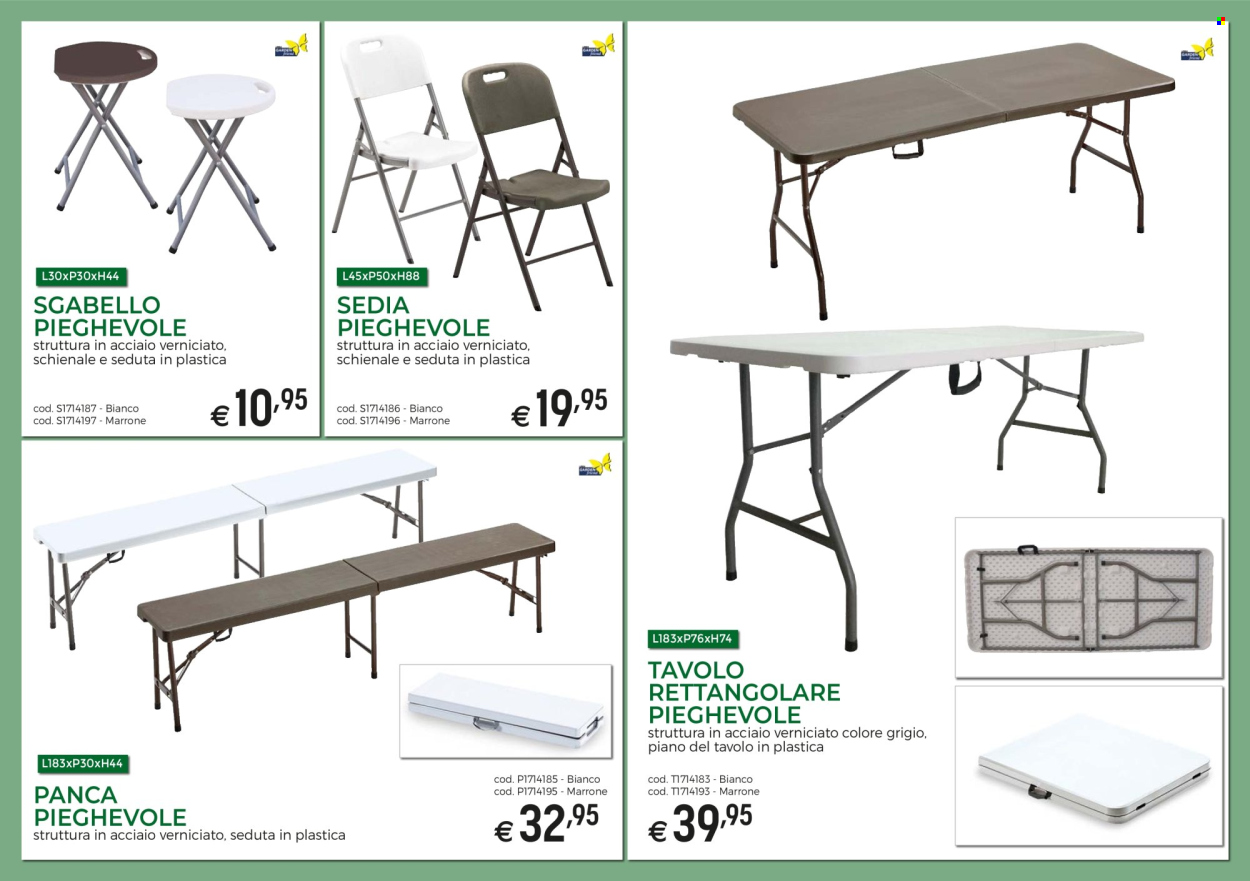 thumbnail - Volantino Brico Ok - Prodotti in offerta - tavolo rettangolare, tavolo, sedia, sedia pieghevole, sgabello, schienale. Pagina 6.
