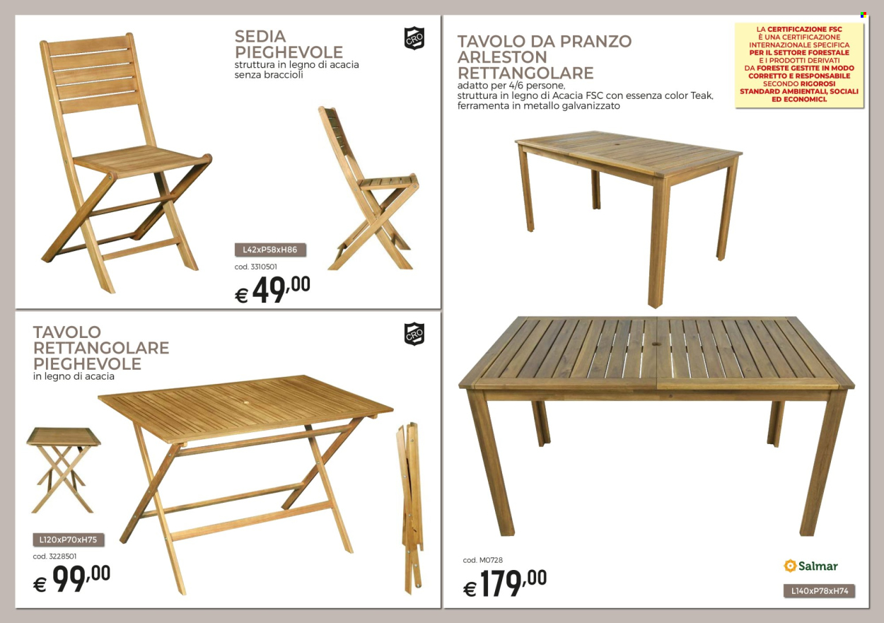 thumbnail - Volantino Brico Ok - Prodotti in offerta - tavolo rettangolare, tavolo, sedia, sedia pieghevole. Pagina 22.