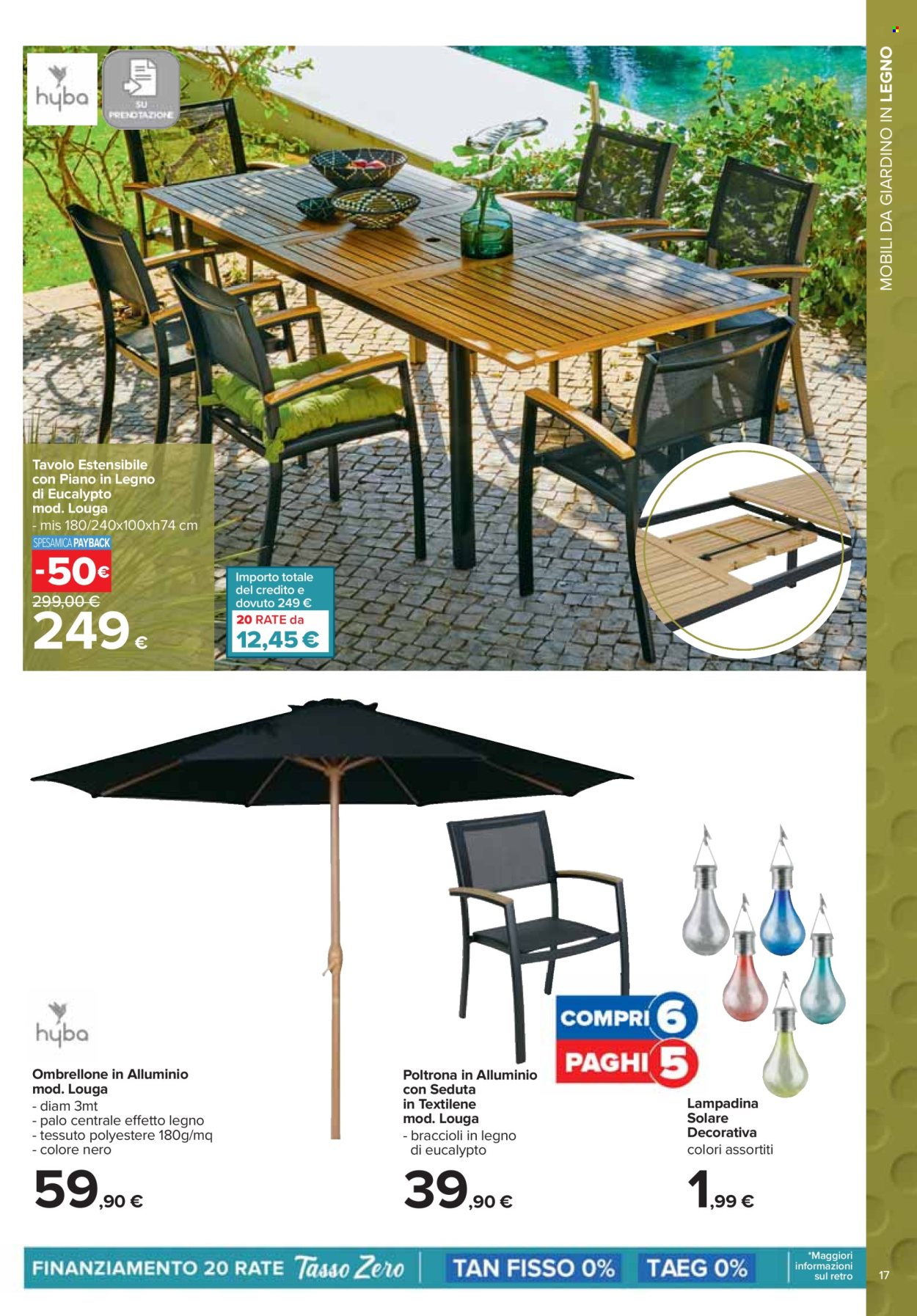 thumbnail - Volantino Carrefour - 25/3/2024 - 5/5/2024 - Prodotti in offerta - lampadina, tavolo, poltrona, ombrellone. Pagina 17.
