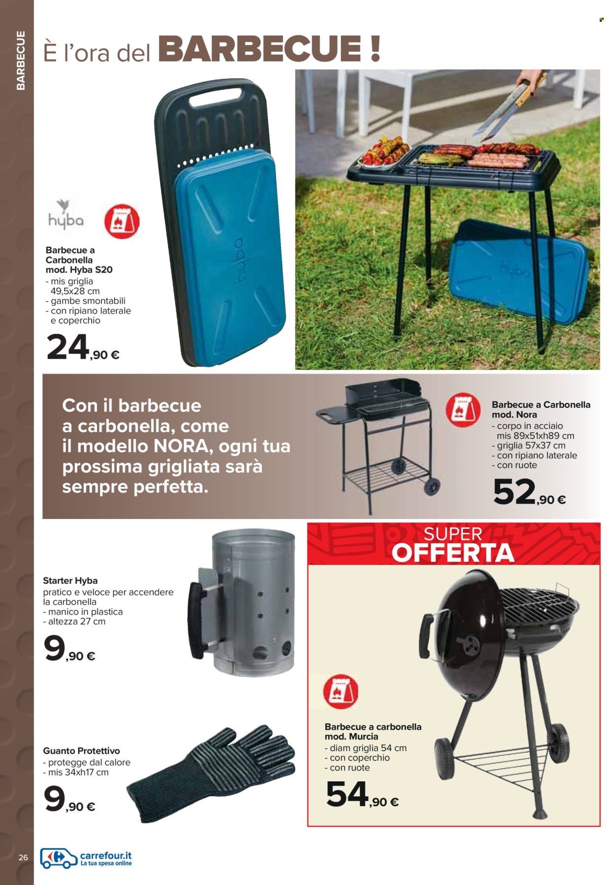 thumbnail - Volantino Carrefour - 25/3/2024 - 5/5/2024 - Prodotti in offerta - barbecue a carbonella. Pagina 26.