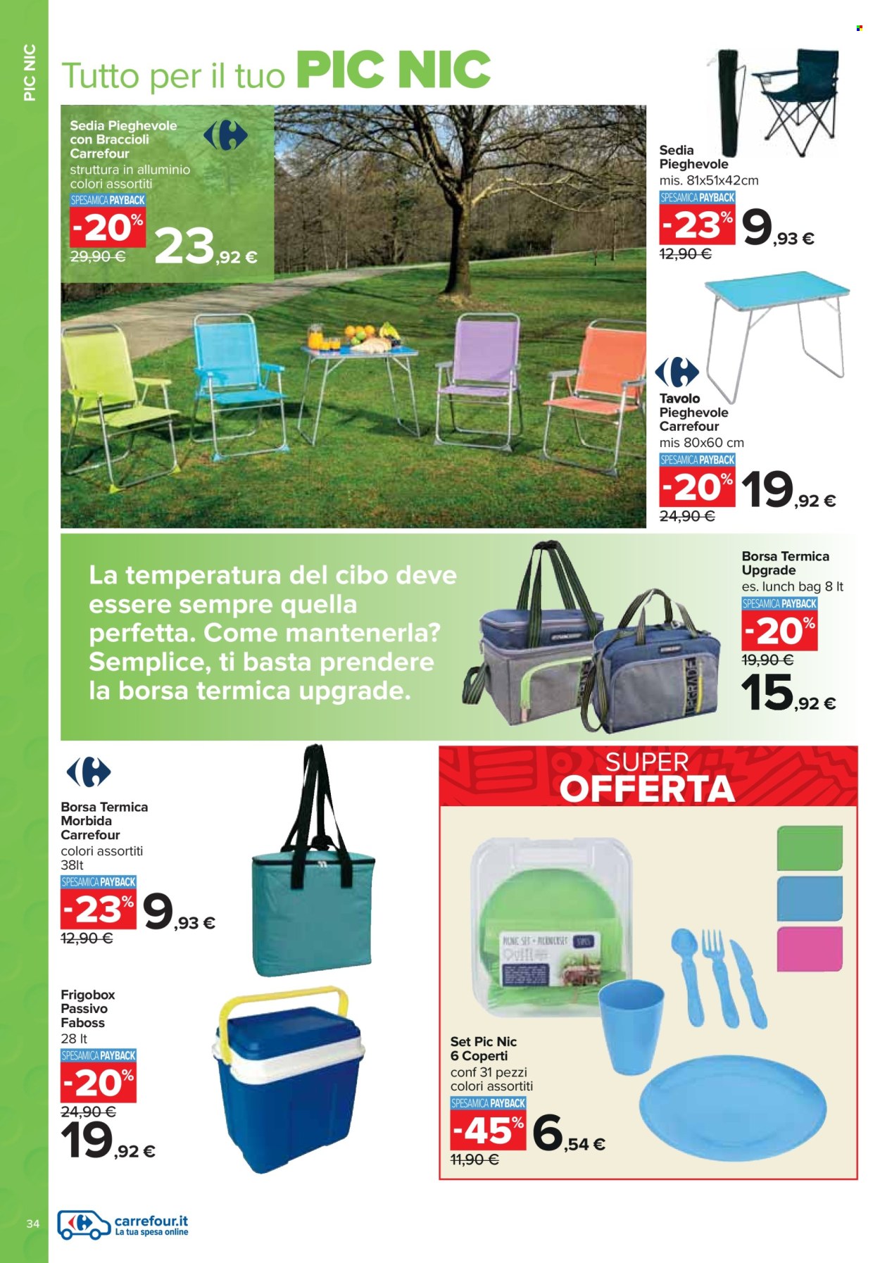 thumbnail - Volantino Carrefour - 25/3/2024 - 5/5/2024 - Prodotti in offerta - sedia, sedia pieghevole, sacca isotermica. Pagina 34.