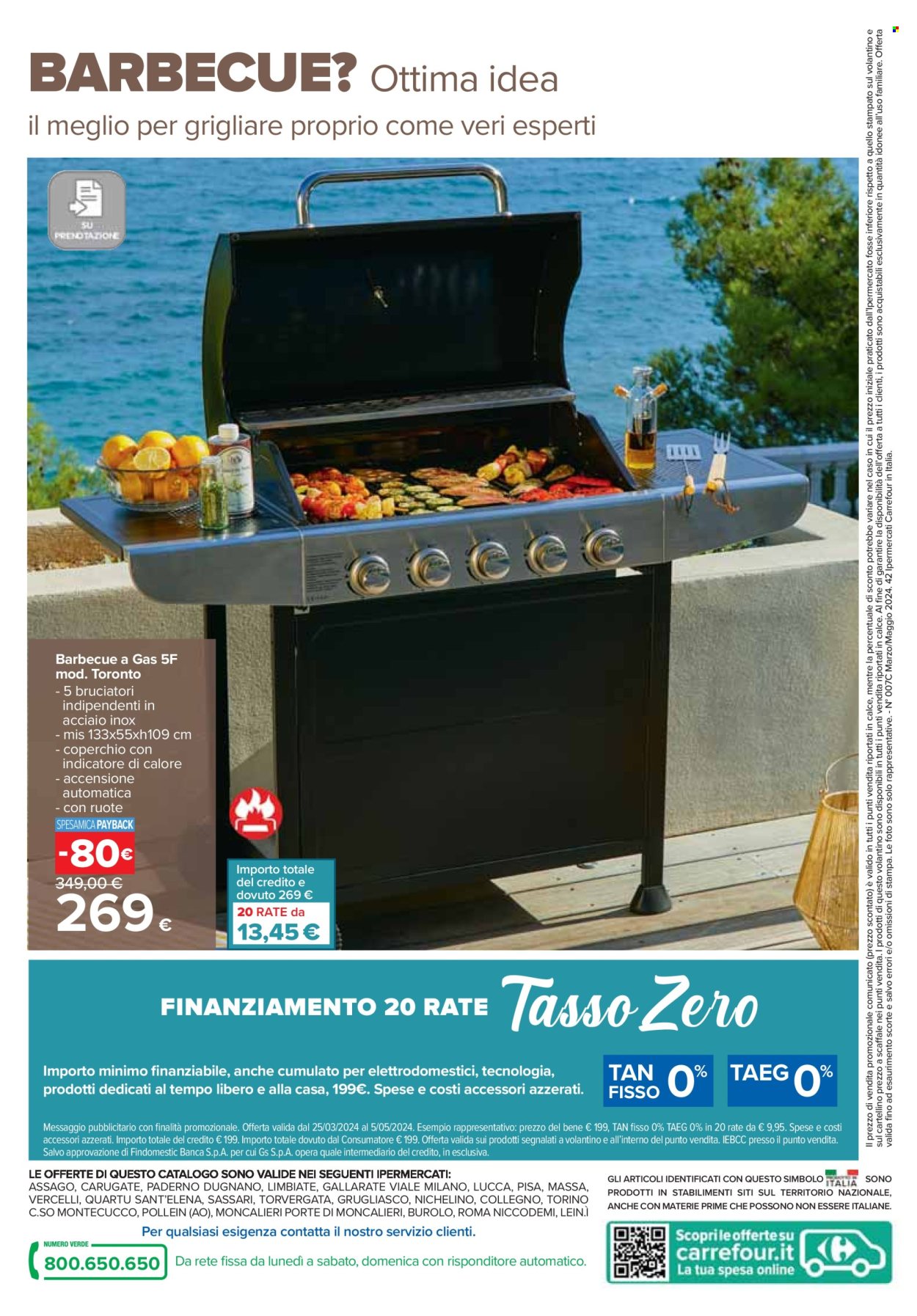 thumbnail - Volantino Carrefour - 25/3/2024 - 5/5/2024 - Prodotti in offerta - coperchio, barbecue a gas, barbecue. Pagina 40.