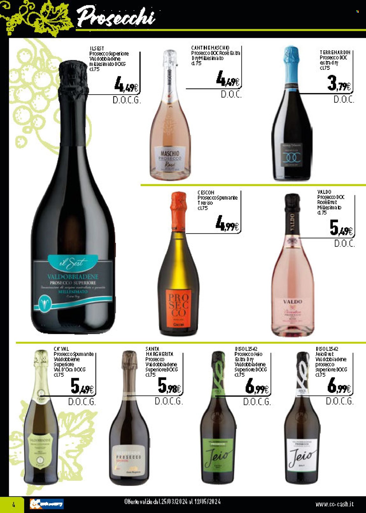 thumbnail - Volantino C+C Cash & Carry - 25/3/2024 - 19/5/2024 - Prodotti in offerta - bevanda alcolica, Valdobbiadene, Spumante, Prosecco, vino rosato. Pagina 4.
