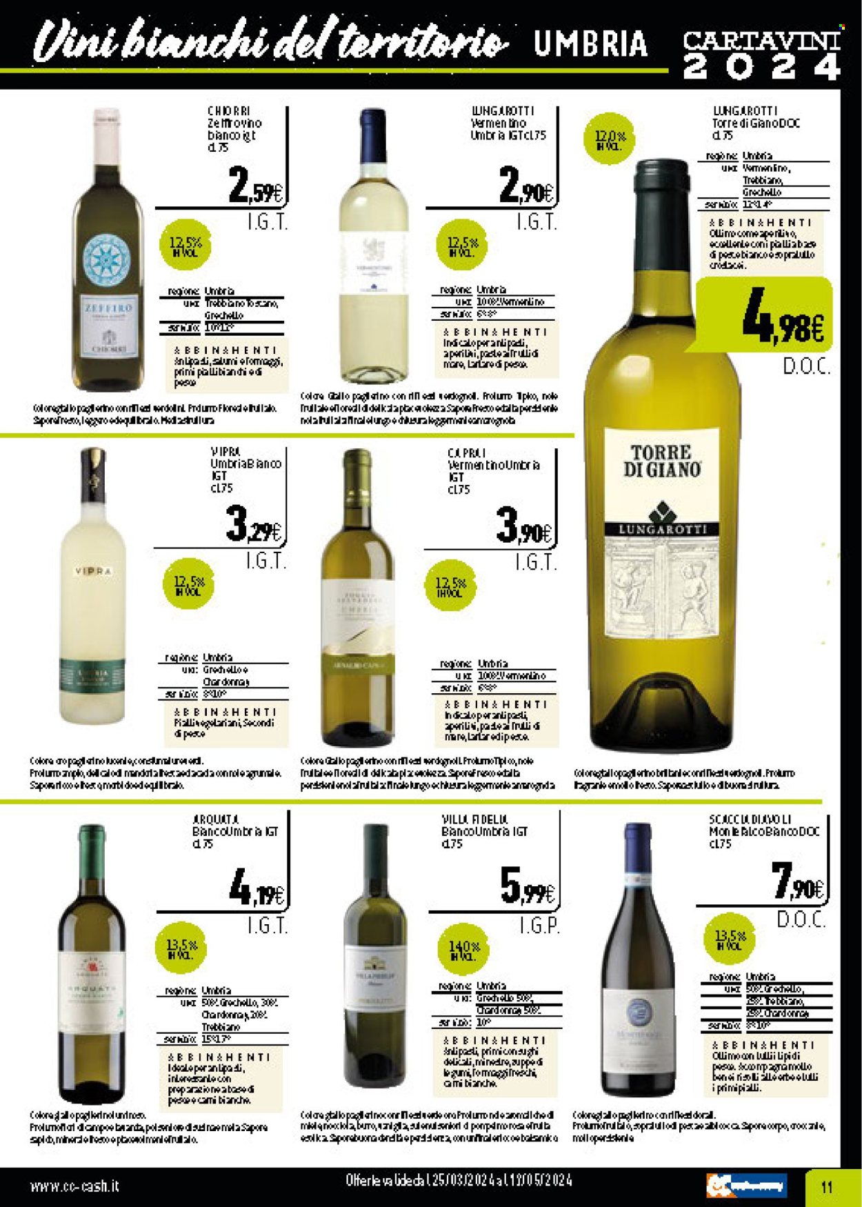 thumbnail - Volantino C+C Cash & Carry - 25/3/2024 - 19/5/2024 - Prodotti in offerta - Riso Gallo, olio, vino bianco, Chardonnay, vino, Vermentino, Trebbiano. Pagina 11.