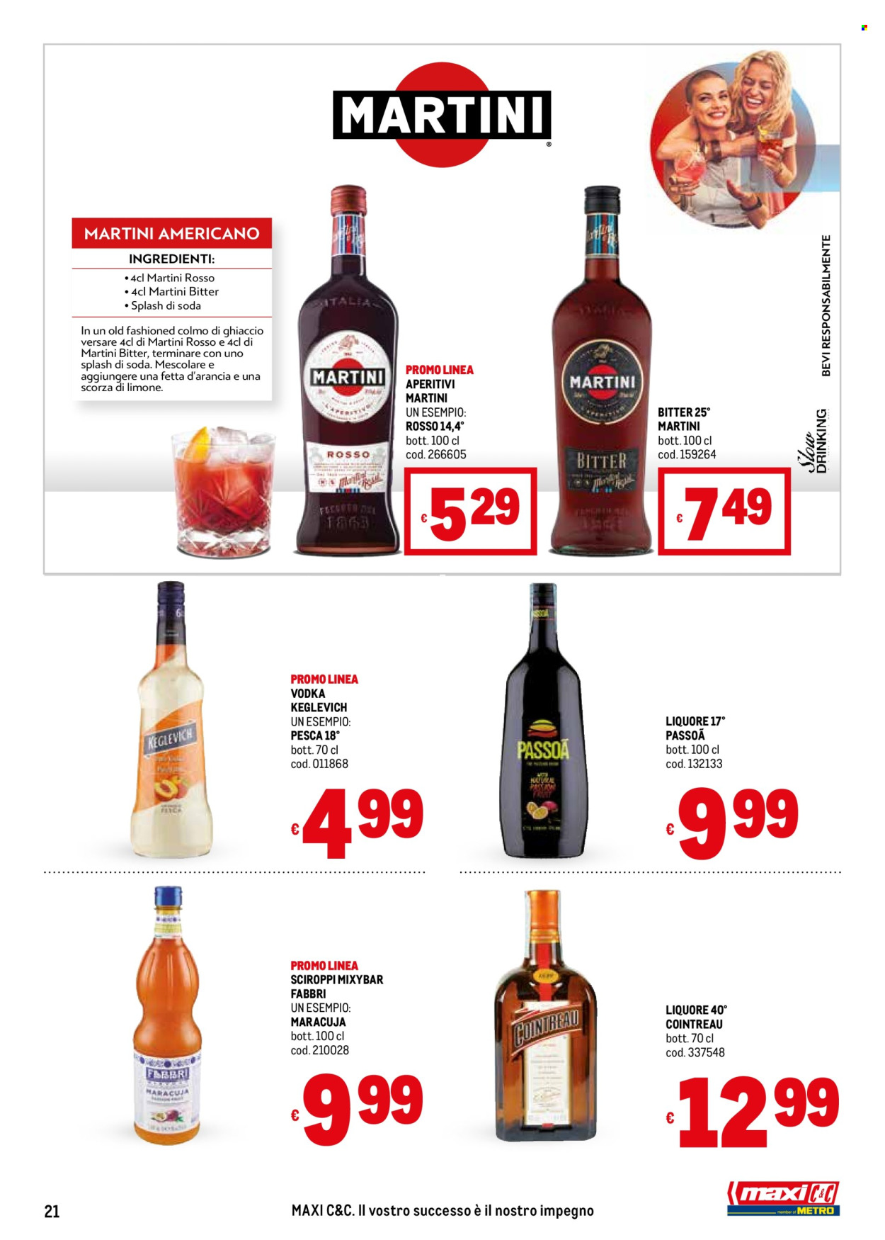 thumbnail - Volantino Metro - Prodotti in offerta - Martini, Fabbri, Cointreau, vodka, liquore, Keglevich. Pagina 21.