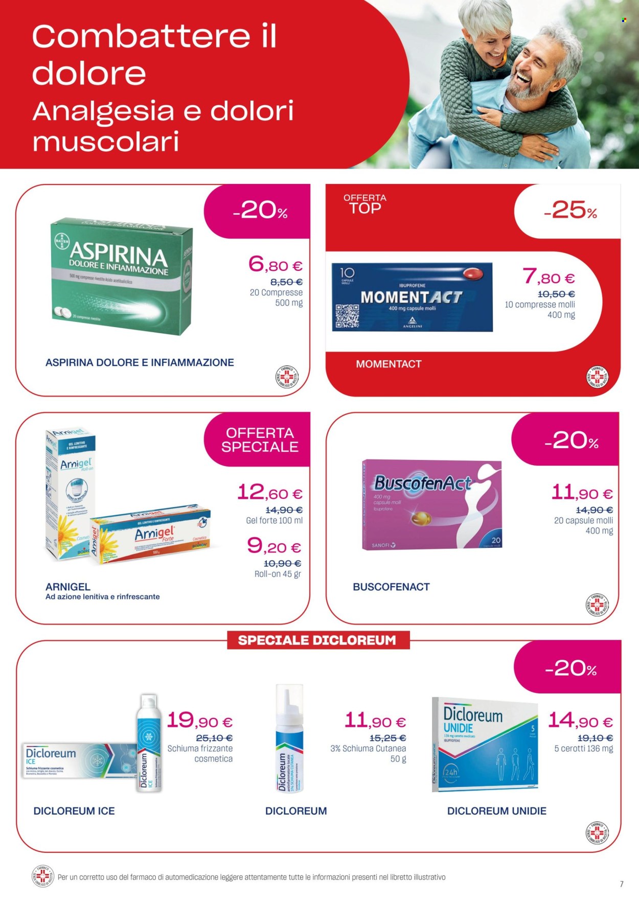 thumbnail - Volantino Lloyds Farmacia - 27/3/2024 - 1/5/2024 - Prodotti in offerta - arnica, roll on, Acido acetilsalicilico, Dicloreum, Aspirina, MomentAct. Pagina 7.