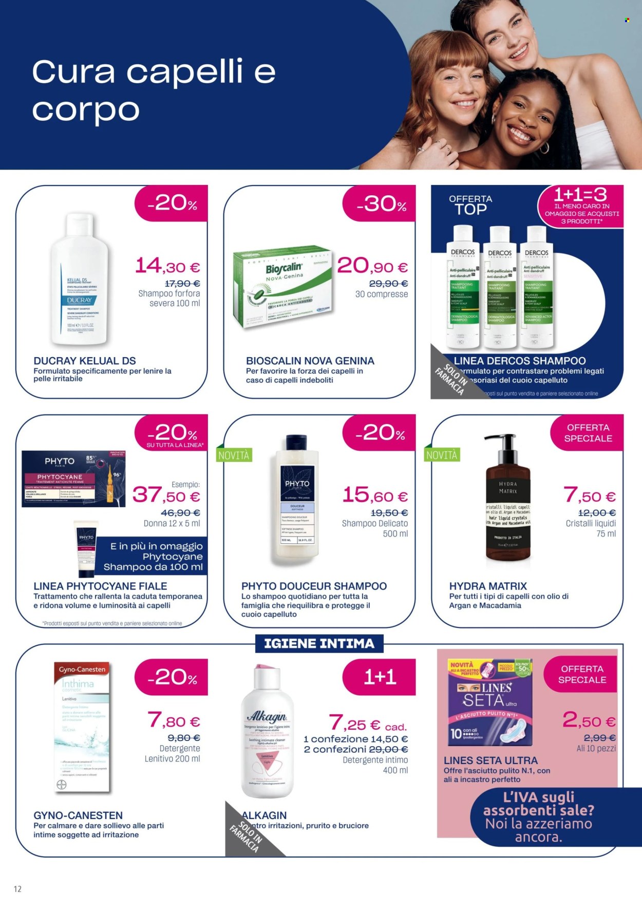thumbnail - Volantino Lloyds Farmacia - 27/3/2024 - 1/5/2024 - Prodotti in offerta - detergente, Ducray, detergente intimo, Lines, assorbenti, shampoo, Phytocyane, Bioscalin, Canesten. Pagina 16.