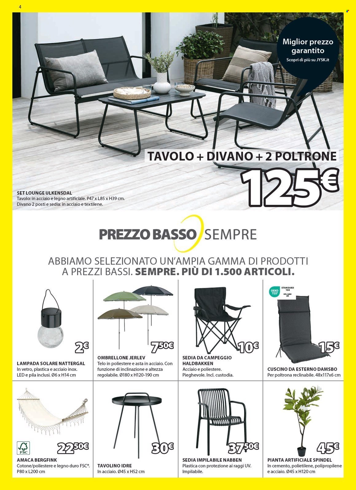 thumbnail - Volantino JYSK - 28/3/2024 - 1/5/2024 - Prodotti in offerta - salotti da giardino, lampada, ombrellone, sedia campeggio, amaca, tavolino, sedia, sedia impilabile. Pagina 5.