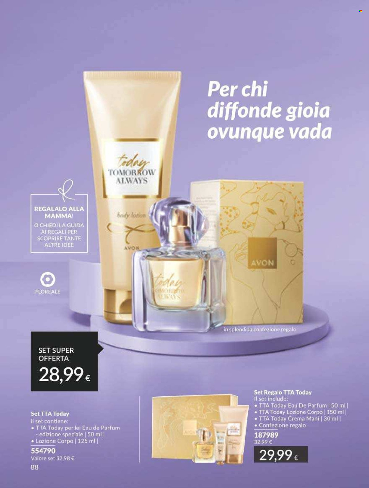 thumbnail - Volantino Avon - 1/4/2024 - 30/4/2024 - Prodotti in offerta - crema mani, lozione corpo, Eau de Parfum, confezione regalo. Pagina 88.