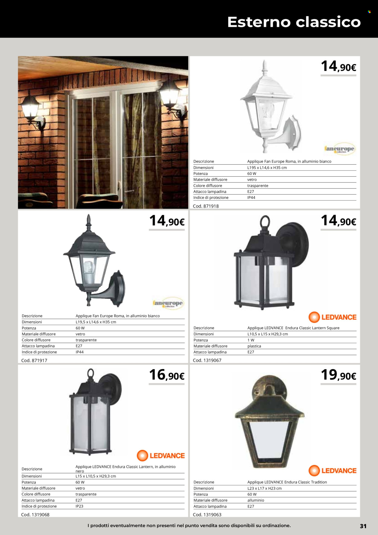 thumbnail - Volantino Brico io - Prodotti in offerta - diffusore, lampadina, applique. Pagina 31.
