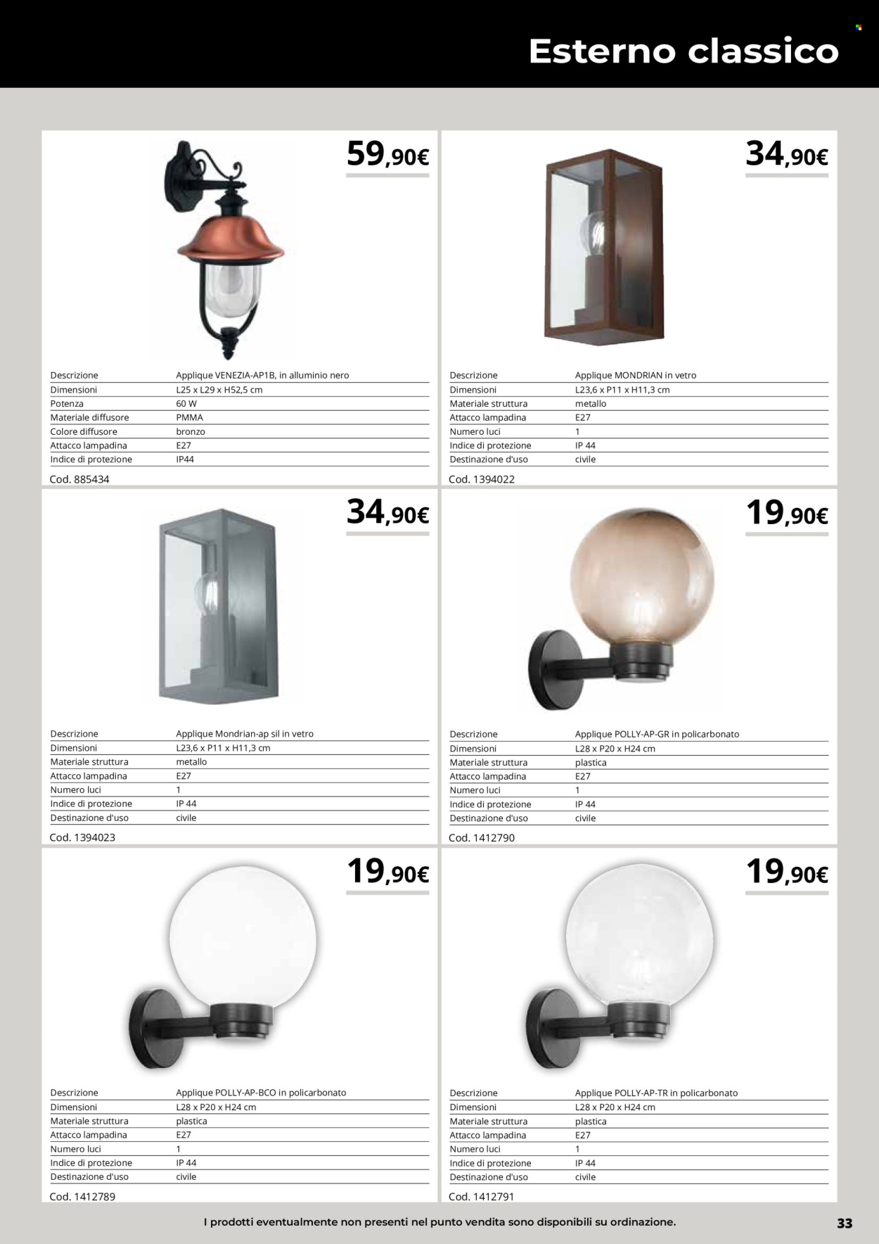 thumbnail - Volantino Brico io - Prodotti in offerta - diffusore, lampadina, applique. Pagina 33.