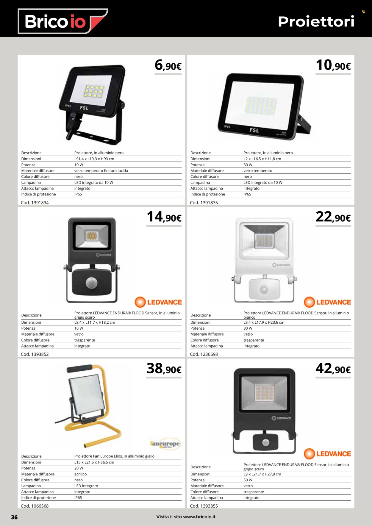 thumbnail - Volantino Brico io - Prodotti in offerta - diffusore, lampadina, lampadina LED. Pagina 36.