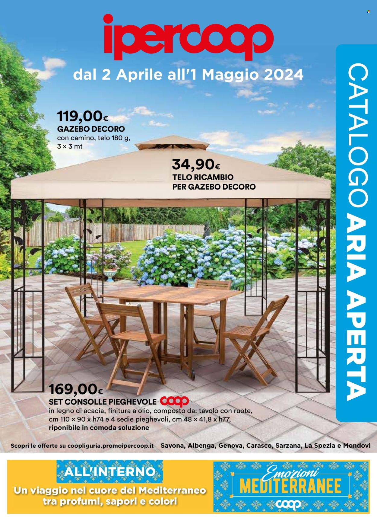 thumbnail - Volantino Coop - 2/4/2024 - 1/5/2024 - Prodotti in offerta - tavolo, consolle, profumo, sedia, gazebo. Pagina 1.