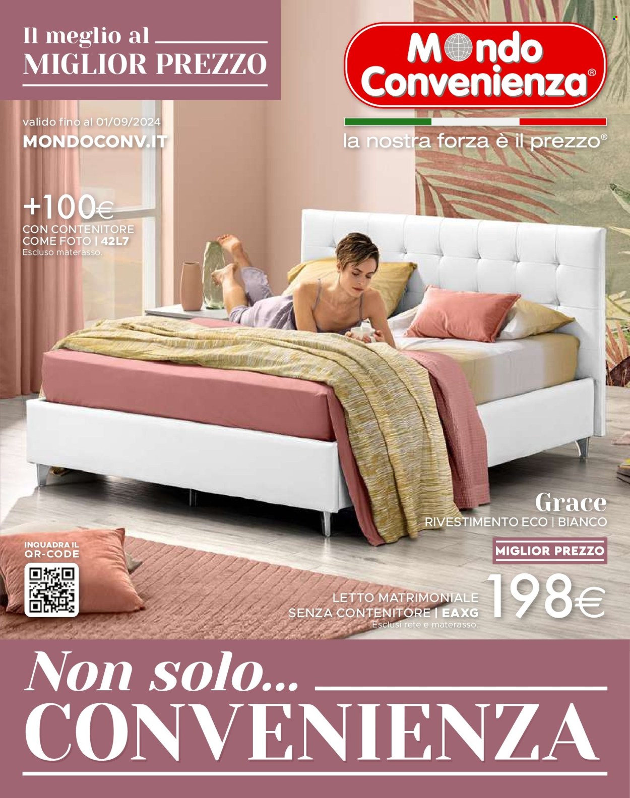 thumbnail - Volantino Mondo Convenienza - 2/4/2024 - 1/9/2024 - Prodotti in offerta - letto, letto matrimoniale. Pagina 1.