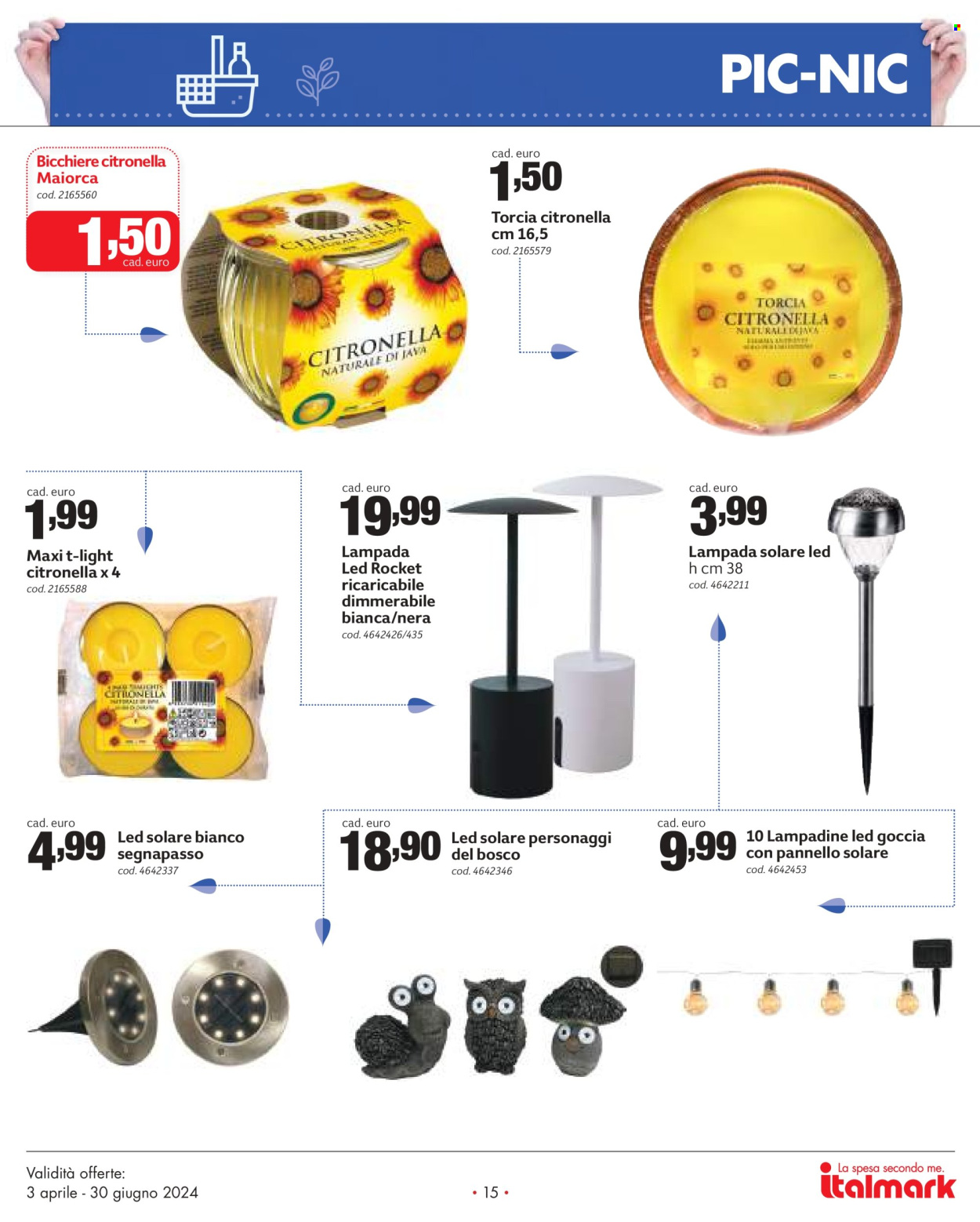 thumbnail - Volantino Italmark - 3/4/2024 - 30/6/2024 - Prodotti in offerta - torcia, lampadina, lampadina LED, lampada. Pagina 15.
