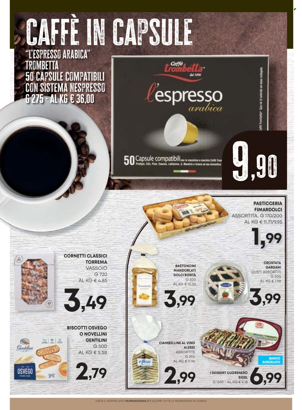 thumbnail - Volantino Pam Panorama - 2/4/2024 - 1/5/2024 - Prodotti in offerta - bevanda alcolica, croissant, crostata, bastoncini, biscotti, caffè, Nespresso, caffè in capsule. Pagina 8.