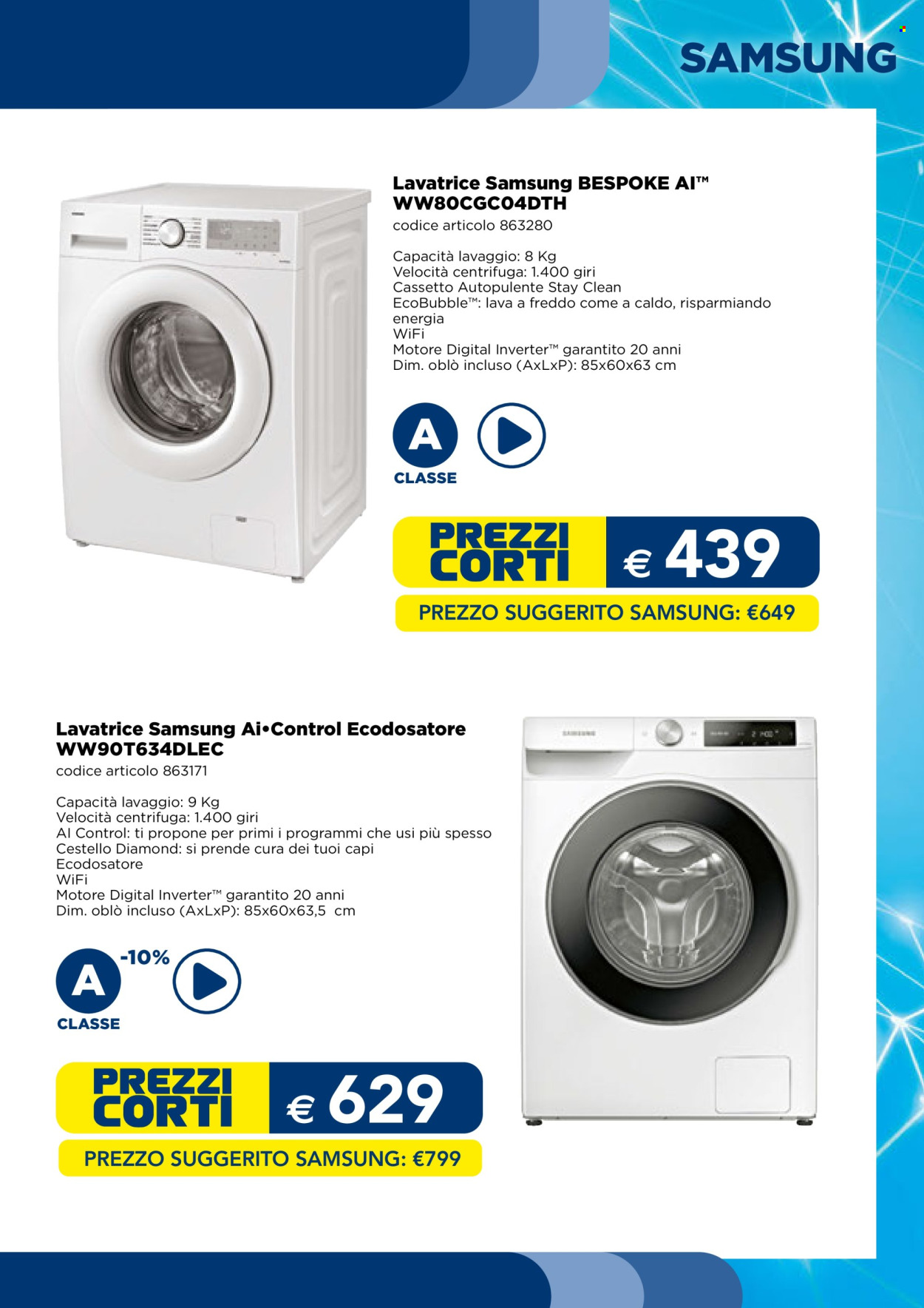 thumbnail - Volantino Esselunga - 1/4/2024 - 31/7/2024 - Prodotti in offerta - Samsung, lavatrice. Pagina 5.