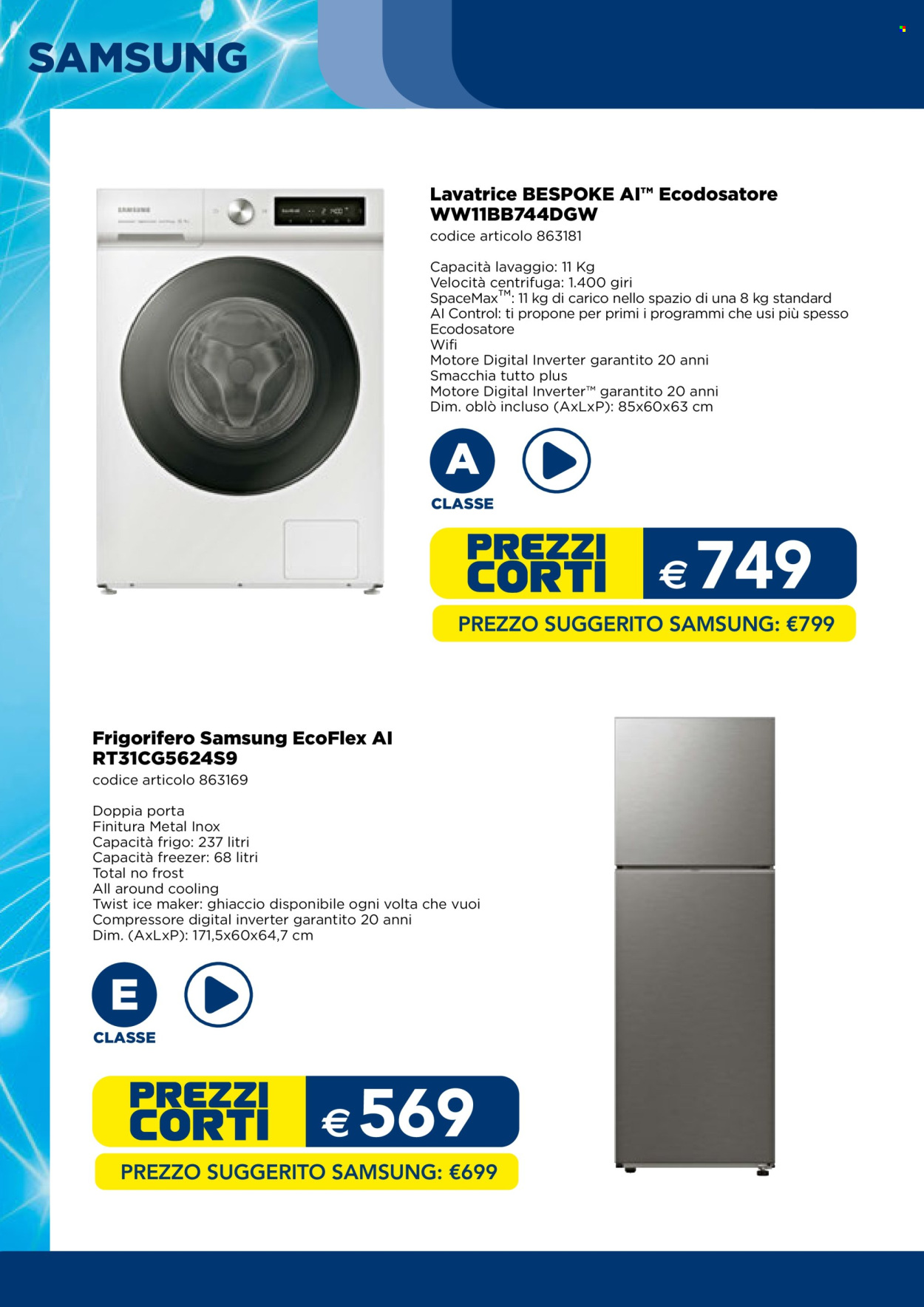 thumbnail - Volantino Esselunga - 1/4/2024 - 31/7/2024 - Prodotti in offerta - Samsung, frigorifero, lavatrice. Pagina 6.