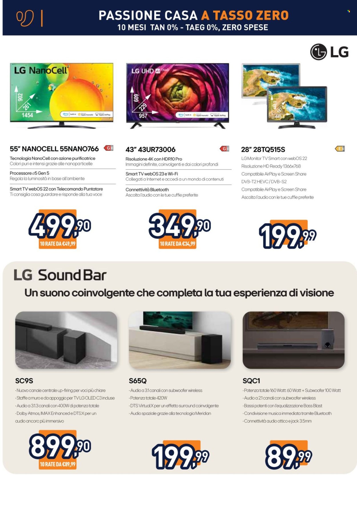thumbnail - Volantino Unieuro - 12/4/2024 - 1/5/2024 - Prodotti in offerta - LG, monitor, Smart TV, televisore, subwoofer, cuffie. Pagina 18.