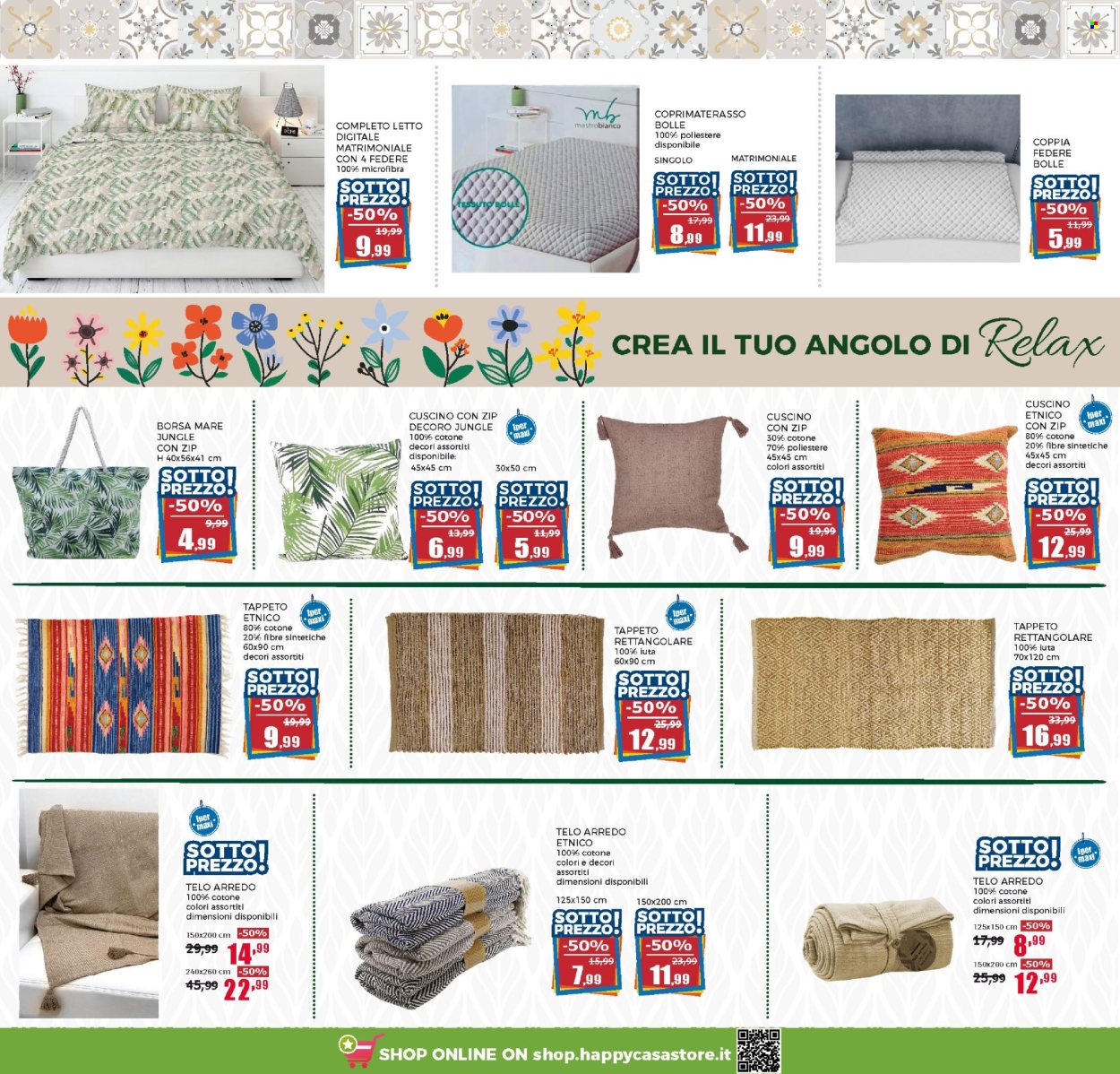 thumbnail - Volantino Happy Casa Store - 17/4/2024 - 5/5/2024 - Prodotti in offerta - completo letto, cuscino, borsa, tappeto. Pagina 13.
