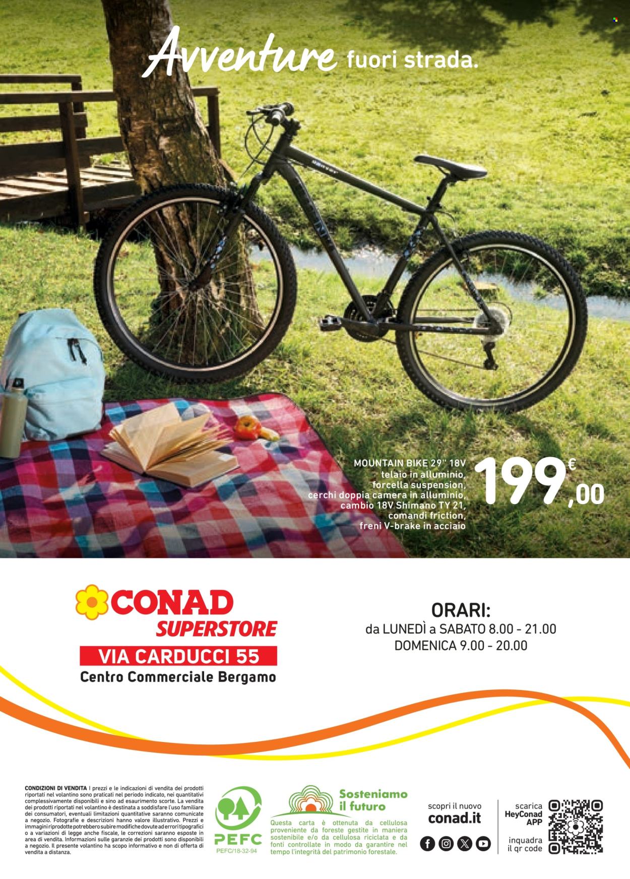 thumbnail - Volantino Conad Superstore - 24/4/2024 - 20/5/2024 - Prodotti in offerta - Shimano, camera, mountain bike. Pagina 4.