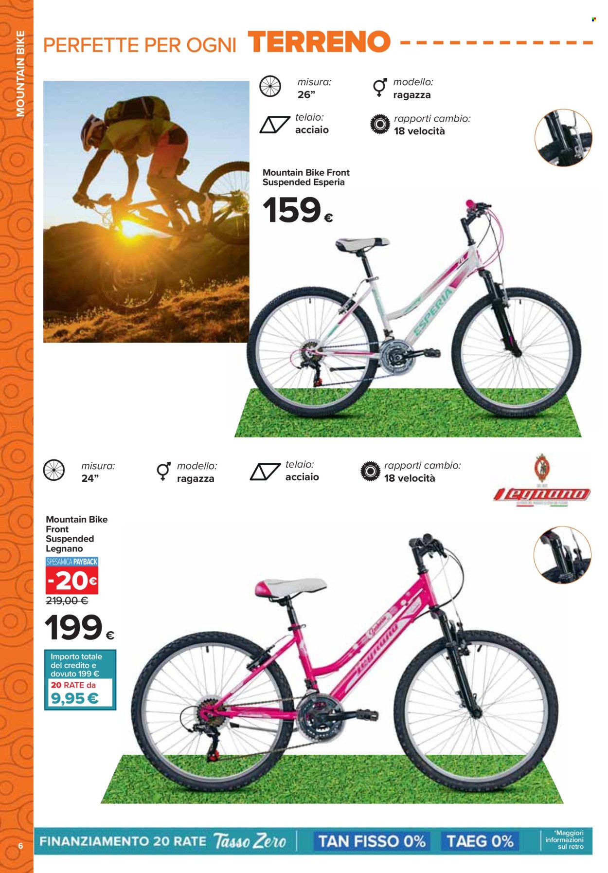 thumbnail - Volantino Carrefour - 18/4/2024 - 19/5/2024 - Prodotti in offerta - Legnano, mountain bike. Pagina 6.