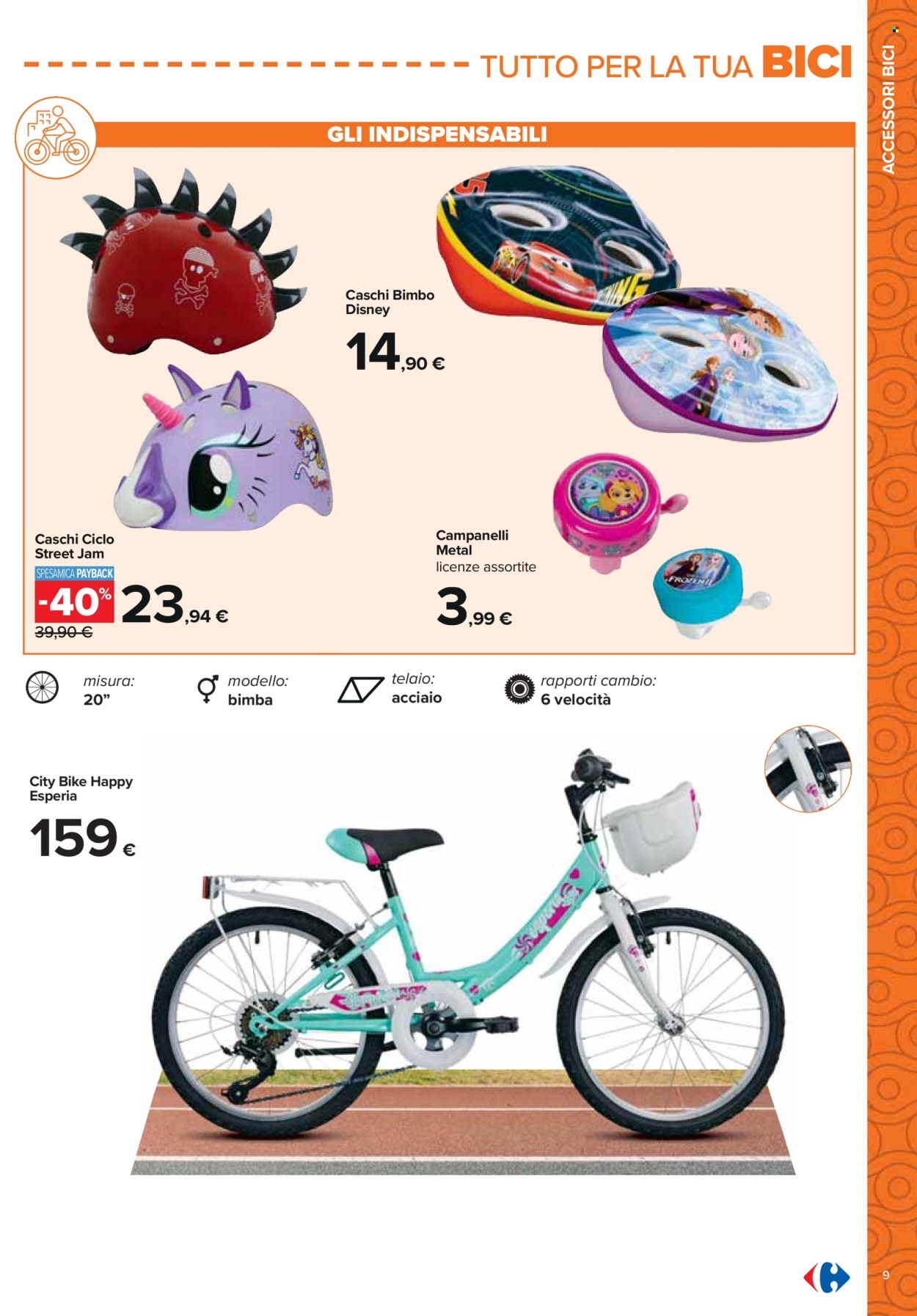 thumbnail - Volantino Carrefour - 18/4/2024 - 19/5/2024 - Prodotti in offerta - Disney, bicicletta. Pagina 9.