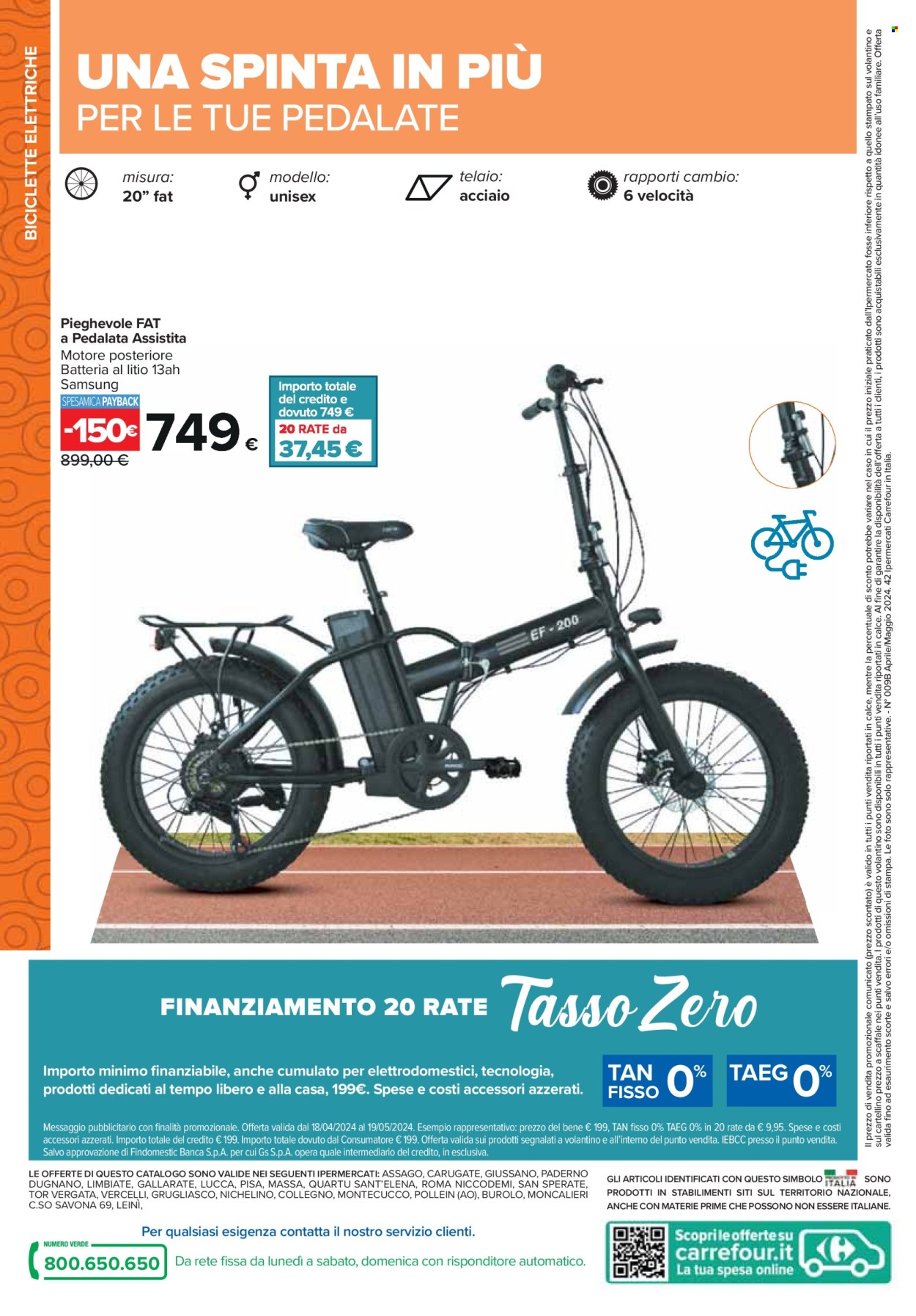 thumbnail - Volantino Carrefour - 18/4/2024 - 19/5/2024 - Prodotti in offerta - bici elettrica, bicicletta. Pagina 20.