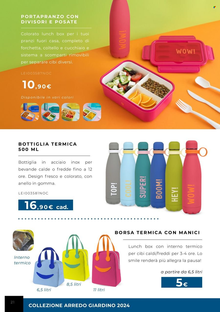 thumbnail - Volantino Kasanova - Prodotti in offerta - coltello, forchetta, lunch box, bottiglia termica, portapranzo. Pagina 21.