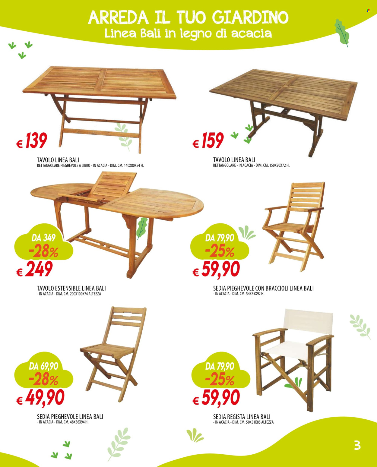 thumbnail - Volantino Famila - 18/4/2024 - 15/5/2024 - Prodotti in offerta - tavolo, sedia, sedia pieghevole. Pagina 3.