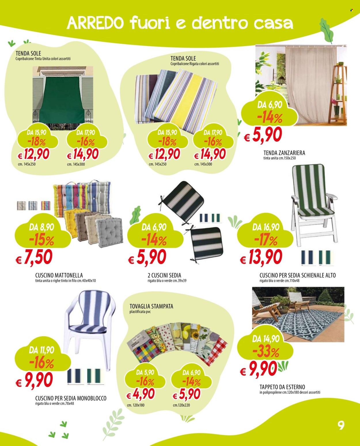 thumbnail - Volantino Famila - 18/4/2024 - 15/5/2024 - Prodotti in offerta - tenda, tovaglia, cuscino, tappeto. Pagina 9.