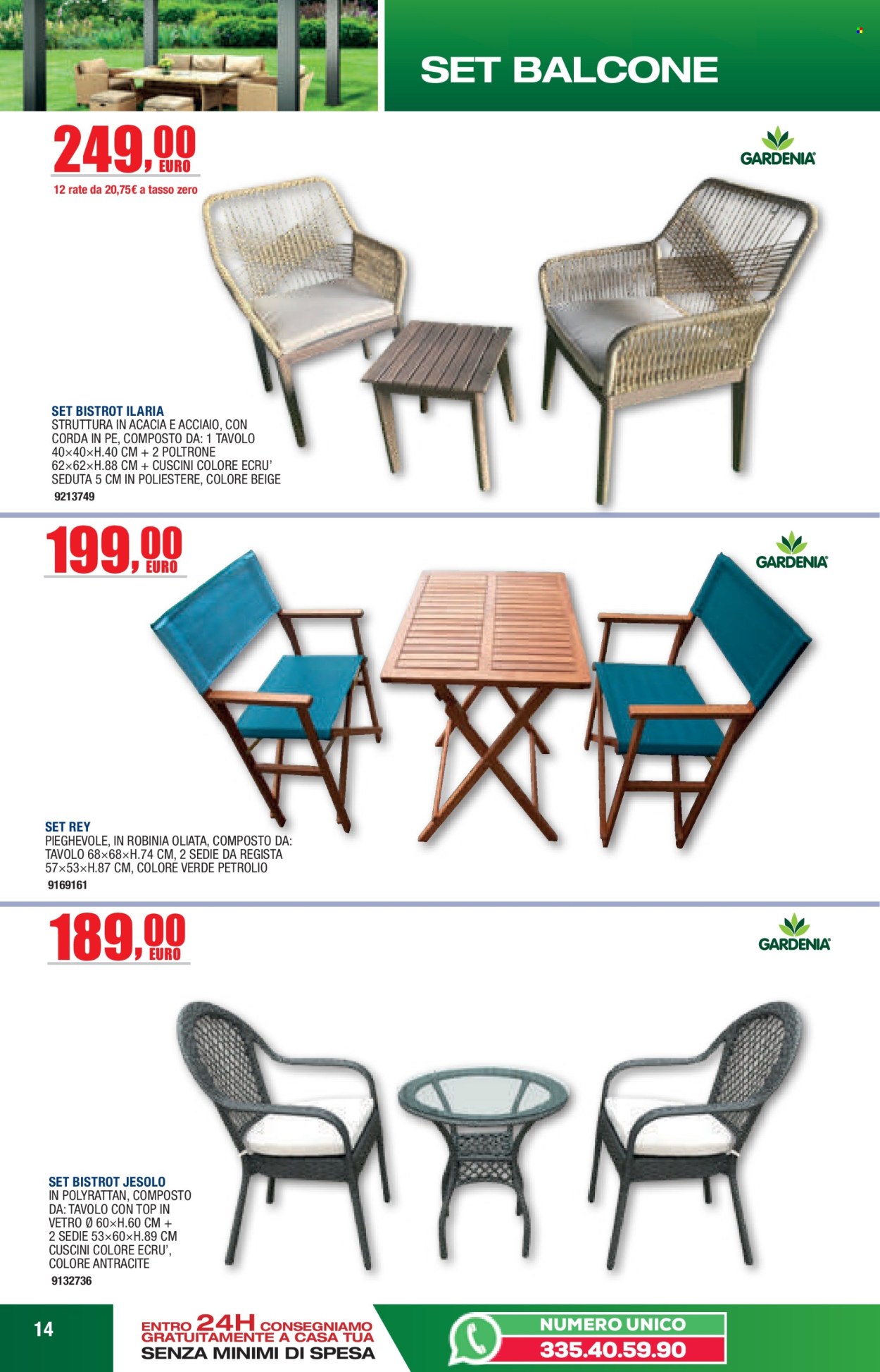 thumbnail - Volantino Bricofer - 15/4/2024 - 31/8/2024 - Prodotti in offerta - tavolo, sedia, poltrona. Pagina 14.