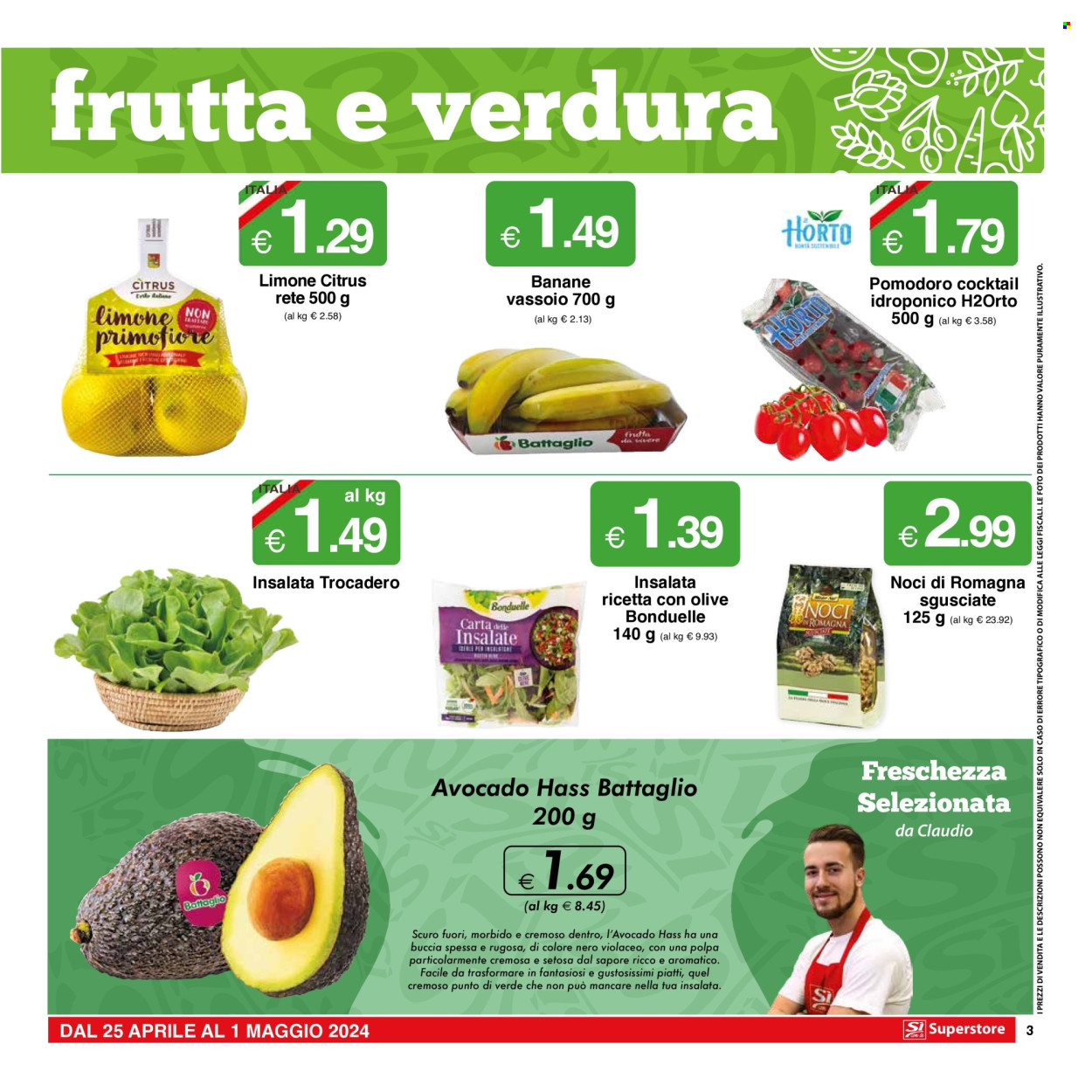 thumbnail - Volantino Si con te Superstore - 18/4/2024 - 1/5/2024 - Prodotti in offerta - Bonduelle, pomodori, banane, noci, piatti. Pagina 3.