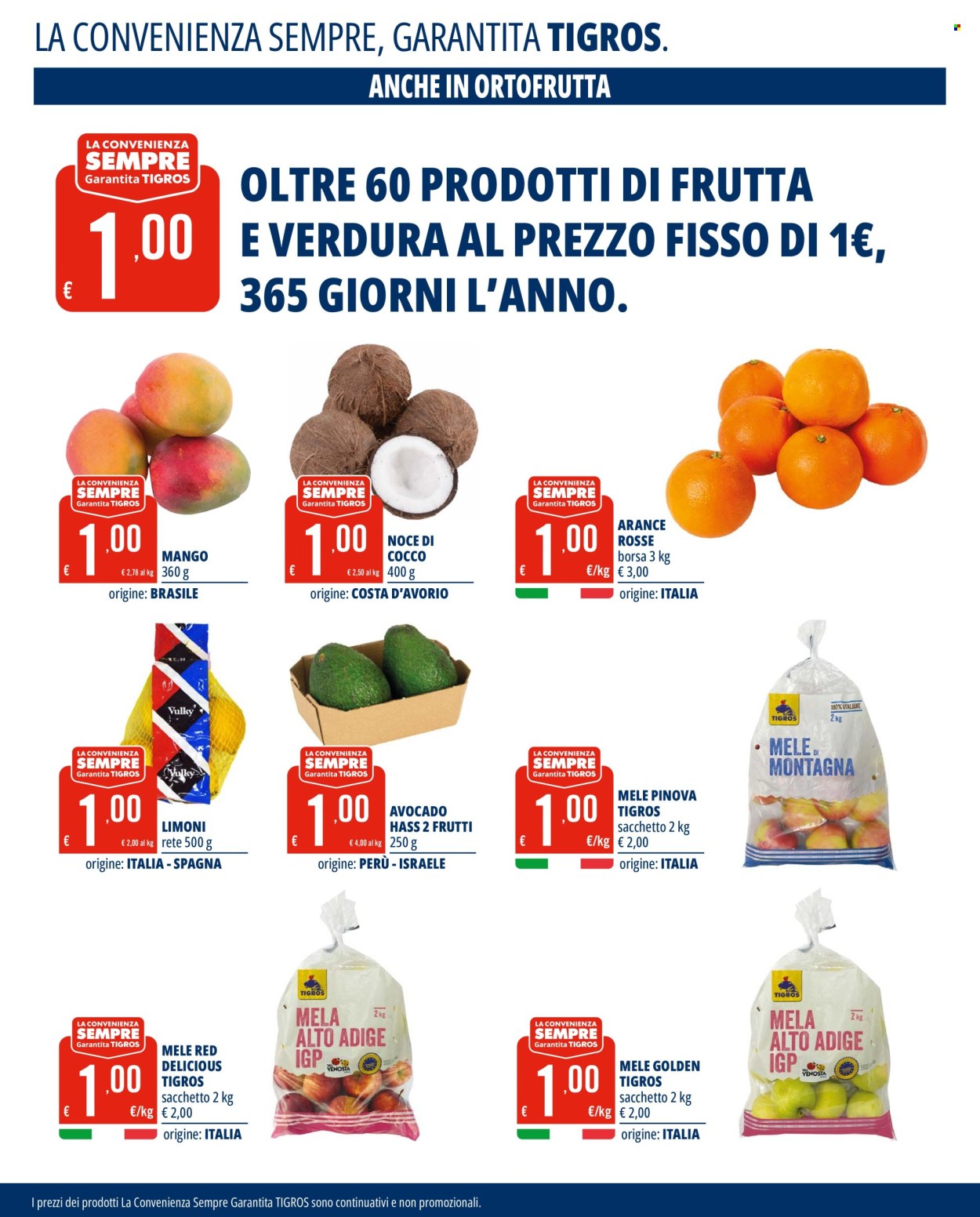 thumbnail - Volantino Tigros - 17/4/2024 - 1/5/2024 - Prodotti in offerta - mele, limoni, arance, mango, Red Delicious, avocado, noce di cocco. Pagina 13.